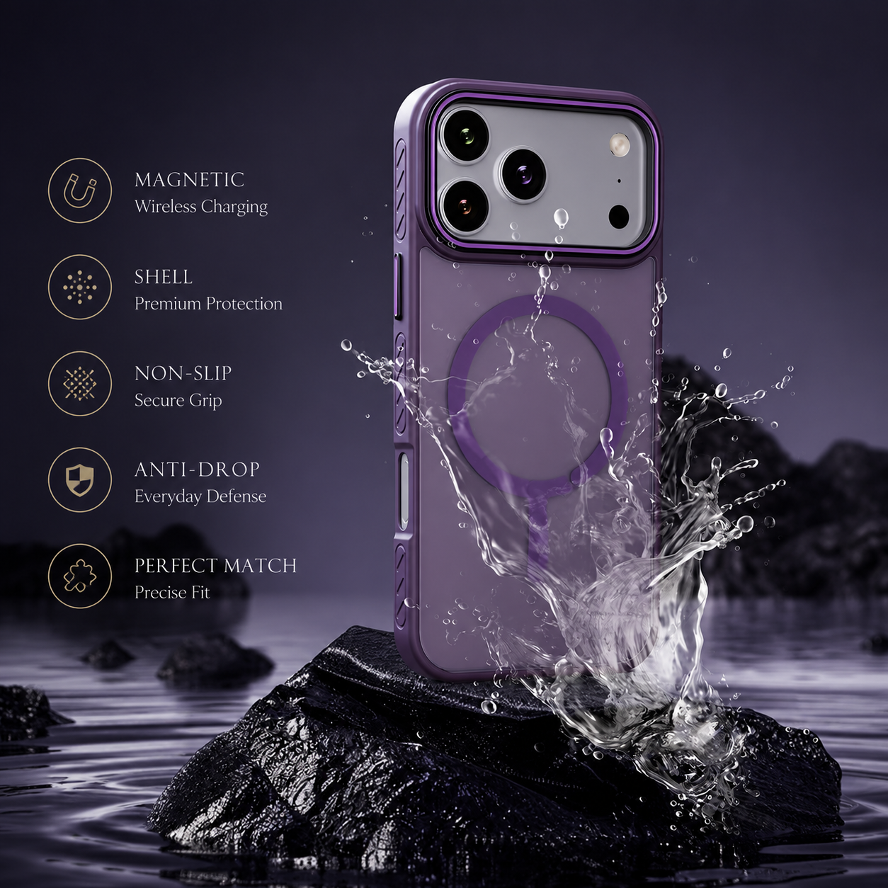 Premium Luxury iPhone Case MagSafe Compatible Matte Transparent Magnetic Cover PC TPU Hybrid Shockproof Protective Durable Design Finish Slim