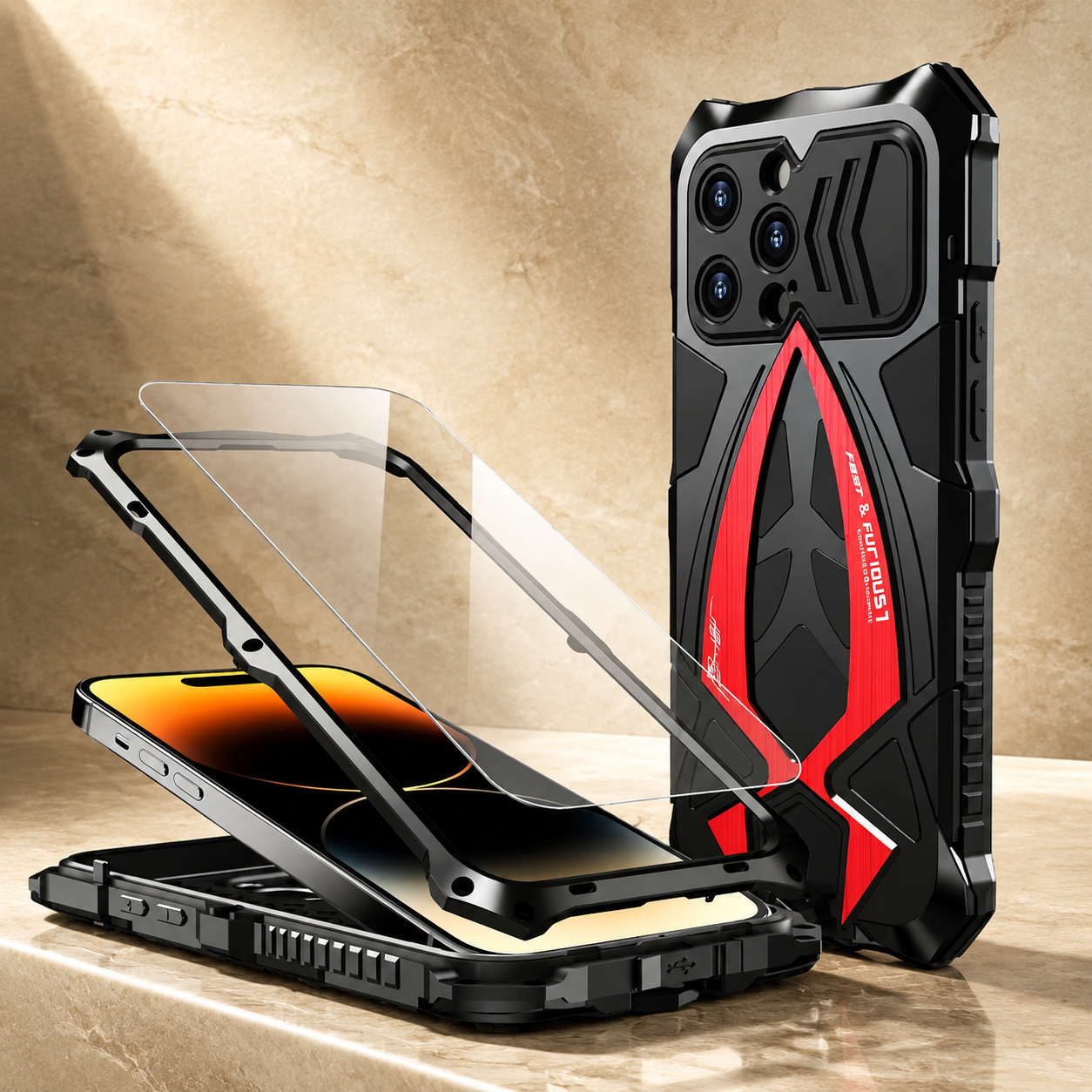 Premium Luxury iPhone Case MagSafe Compatible Metal Armor Frame Cover Shockproof TPU Interior Camera Protection Ultra Thin Full Coverage Design Finish