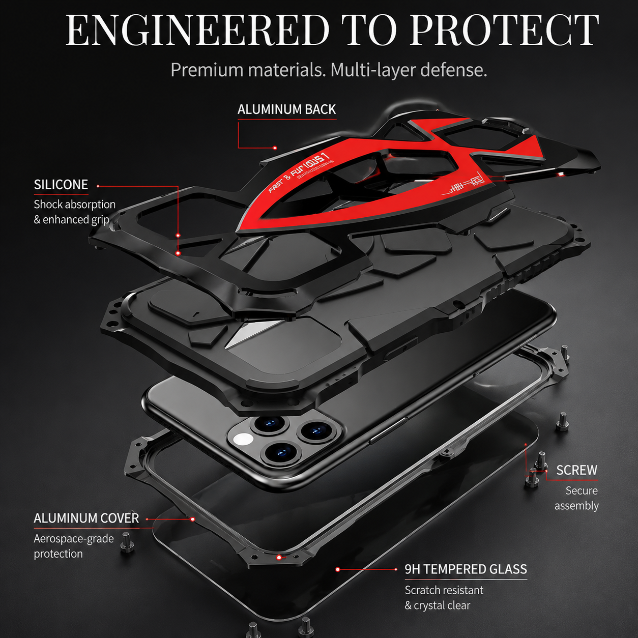 Premium Luxury iPhone Case MagSafe Compatible Metal Armor Frame Cover Shockproof TPU Interior Camera Protection Ultra Thin Full Coverage Design Finish