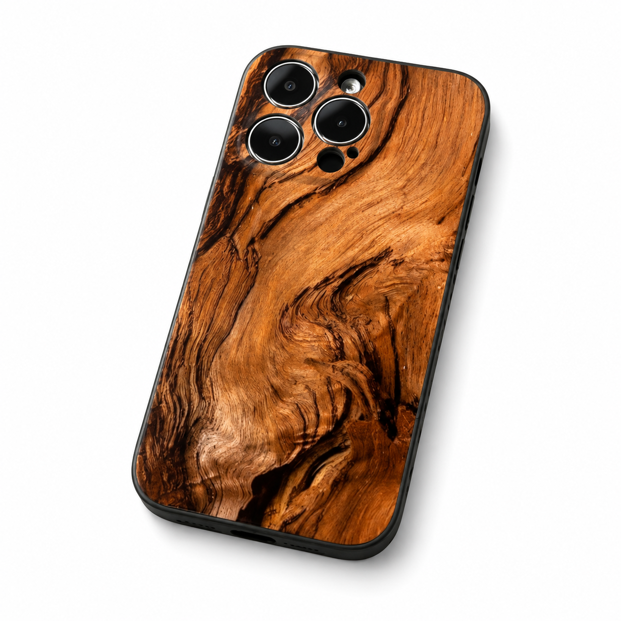 Premium Luxury iPhone Case MagSafe Compatible Natural Wood Back Cover TPU Bumper Shockproof Camera Protection Ultra Thin Slim Design Finish