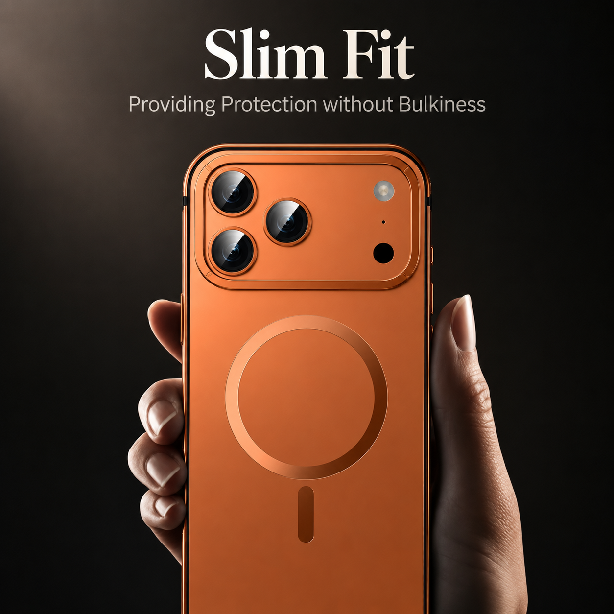 Premium Luxury iPhone Case MagSafe Compatible Orange Aluminum Alloy Cover Magnetic Glass Camera Protection Shockproof Matte Anti Scratch Protective Durable Design