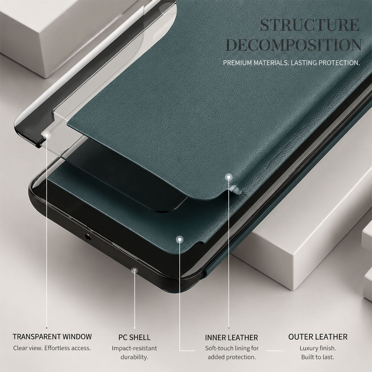 Premium Luxury iPhone Case MagSafe Compatible PU Leather Flip Wallet Cover Card Holder Kickstand Shockproof Full Body Camera Protection Slim Design Finish
