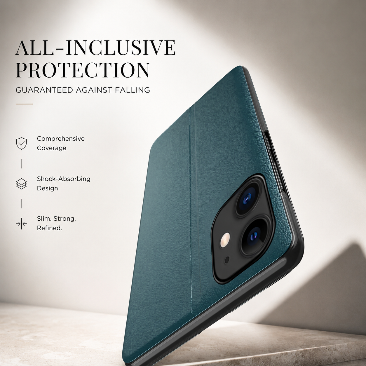 Premium Luxury iPhone Case MagSafe Compatible PU Leather Flip Wallet Cover Card Holder Kickstand Shockproof Full Body Camera Protection Slim Design Finish