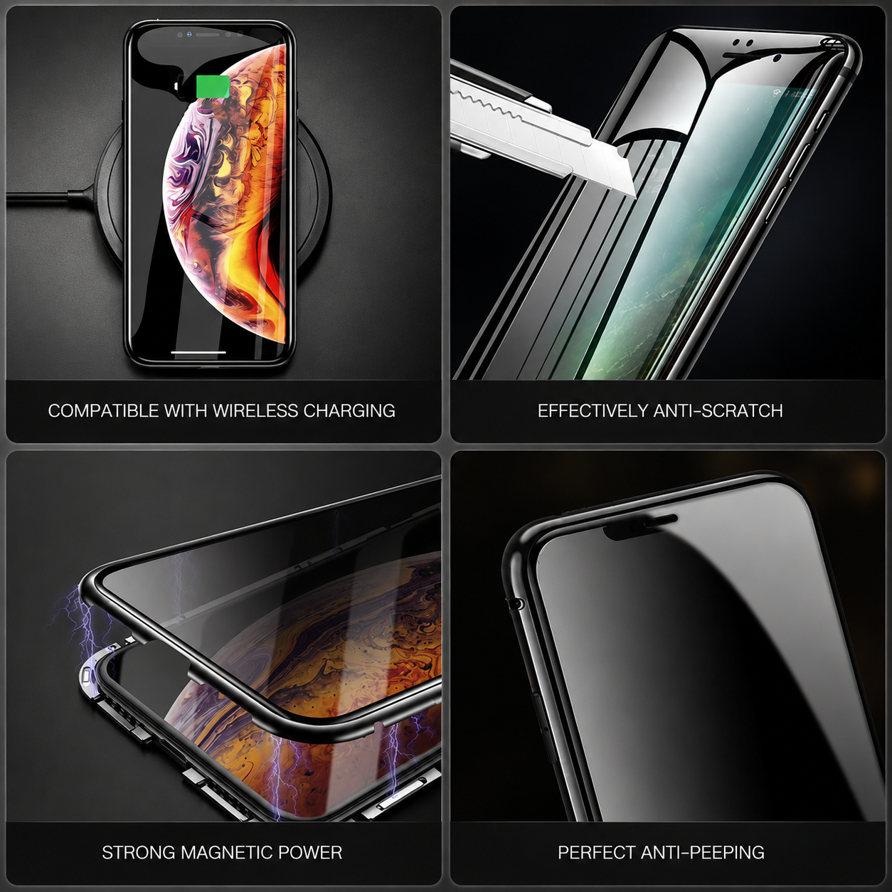 Premium Luxury iPhone Case MagSafe Compatible Privacy Tempered Glass Cover Shockproof 360 Full Body Camera Protection Slim Protective Durable Design Finish
