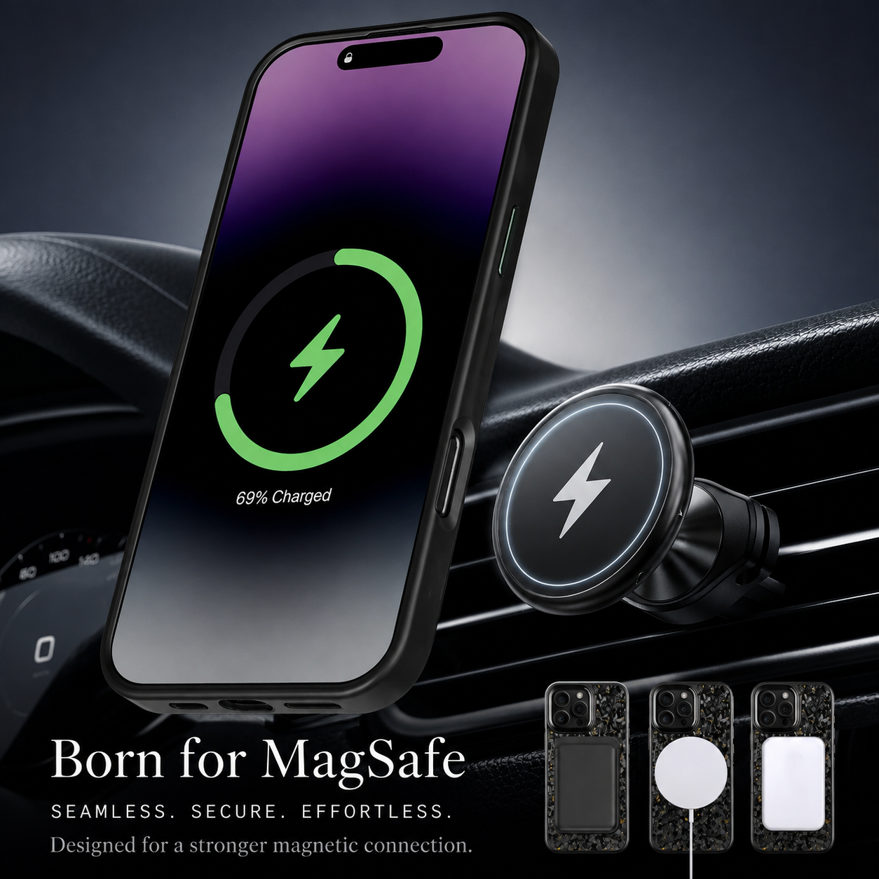 Premium Luxury iPhone Case MagSafe Compatible Real Forged Carbon Fiber Cover Metal Lens Button Shockproof Dual Layer Full Coverage Protective Design