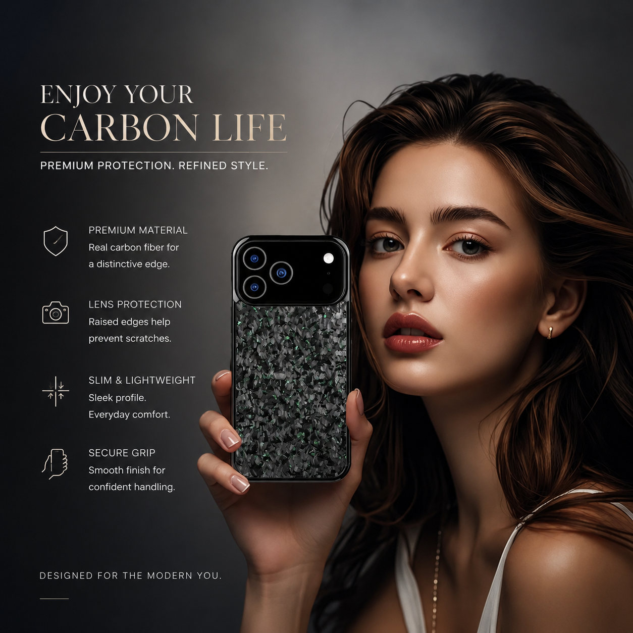Premium Luxury iPhone Case MagSafe Compatible Real Forged Carbon Fiber Cover Shockproof Full Coverage TPU Hybrid Non Slip Durable Protective Design