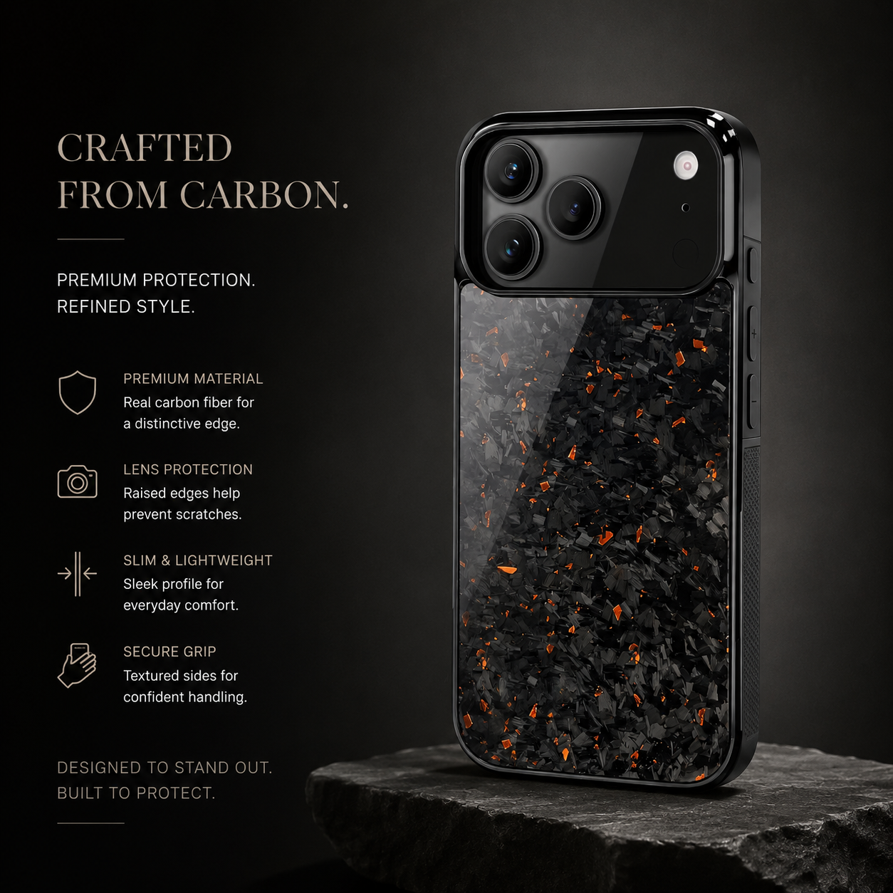 Premium Luxury iPhone Case MagSafe Compatible Real Forged Carbon Fiber Cover Shockproof Full Coverage TPU Hybrid Non Slip Durable Protective Design