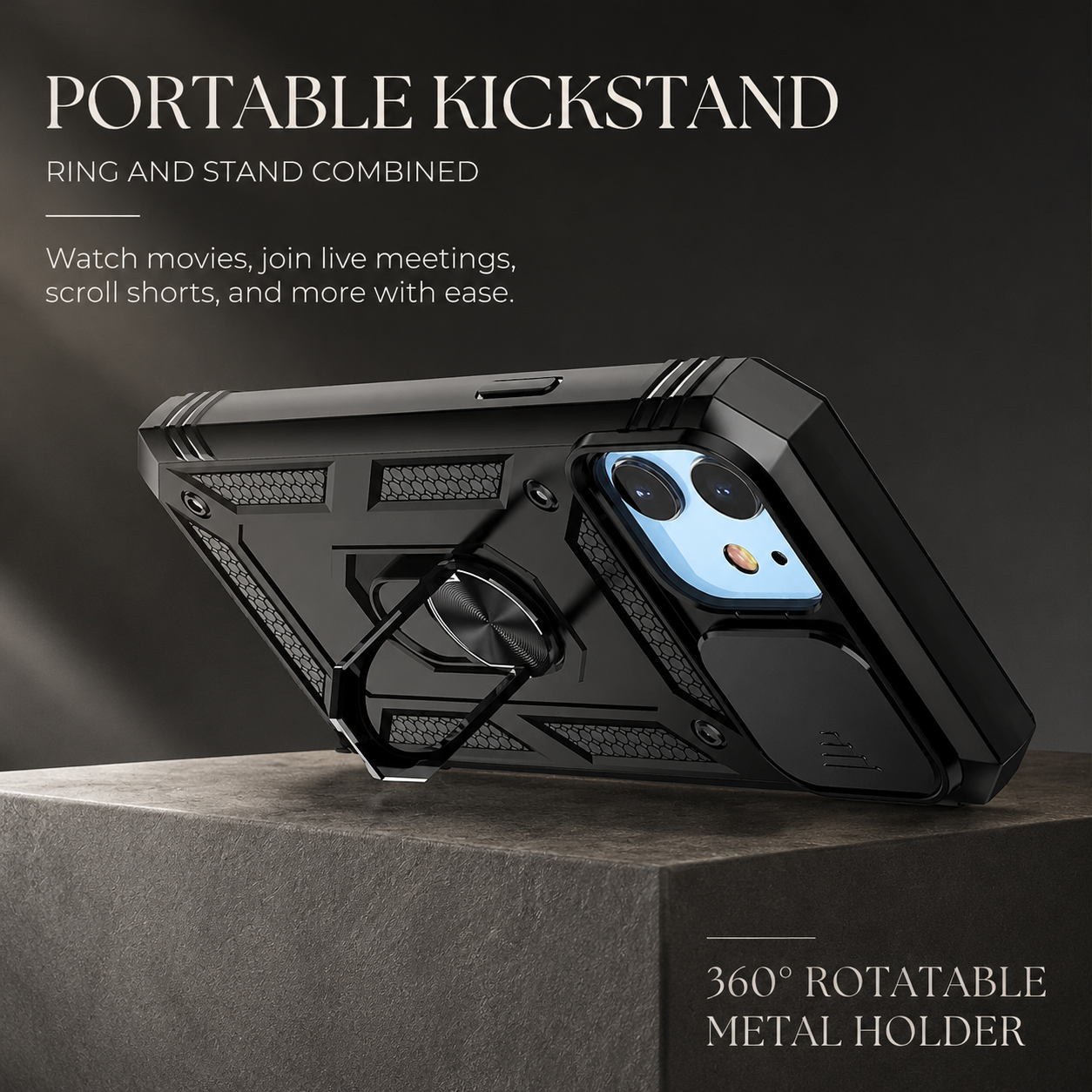 Premium Luxury iPhone Case MagSafe Compatible Rugged Armor Cover Kickstand Card Holder Shockproof 360 Protection Camera Lens Durable Design Finish