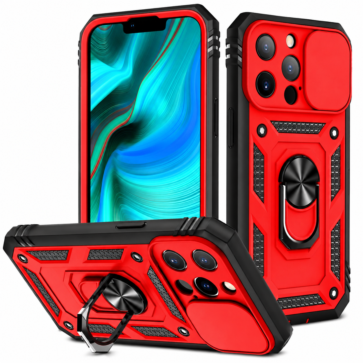 Premium Luxury iPhone Case MagSafe Compatible Rugged Armor Cover Kickstand Card Holder Shockproof 360 Protection Camera Lens Durable Design Finish