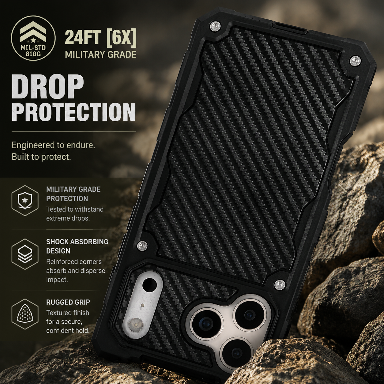 Premium Luxury iPhone Case MagSafe Compatible Rugged Heavy Duty Cover Shockproof Military Grade Drop Protection Anti Slip Grip Slim Durable Design Finish