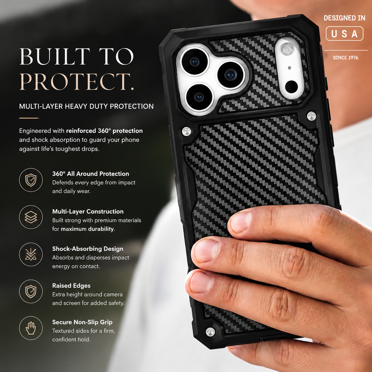 Premium Luxury iPhone Case MagSafe Compatible Rugged Heavy Duty Cover Shockproof Military Grade Drop Protection Anti Slip Grip Slim Durable Design Finish