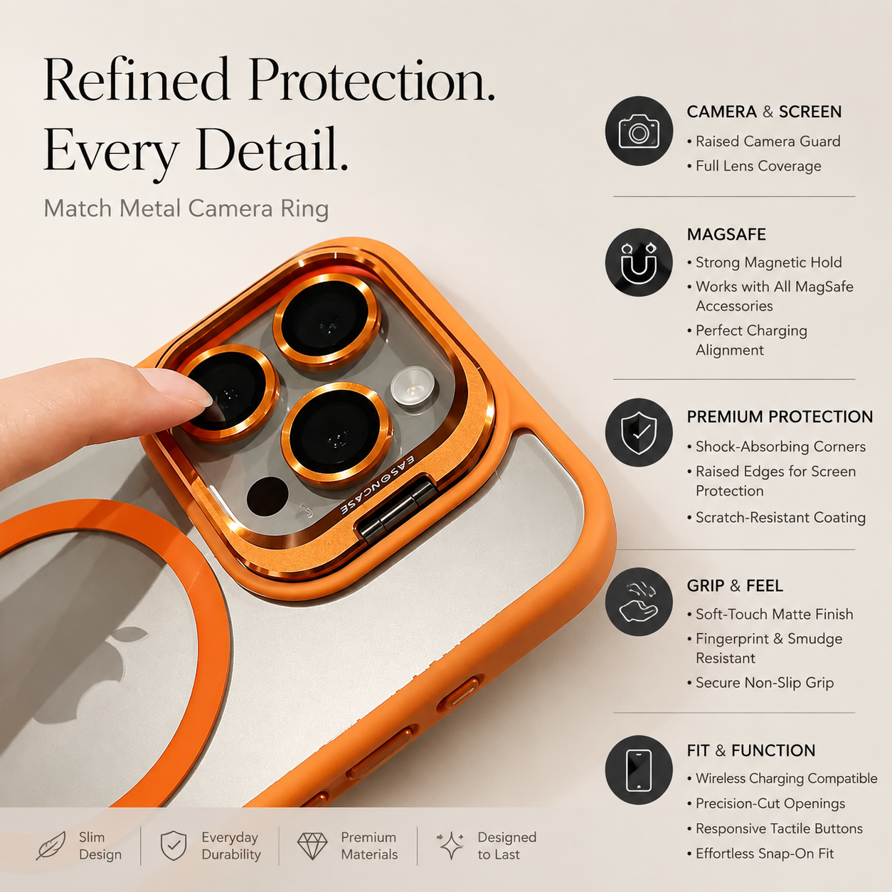Premium Luxury iPhone Case MagSafe Compatible Shockproof Bumper Cover Full Body Protection Camera Lens Guard Slim Durable Design Finish
