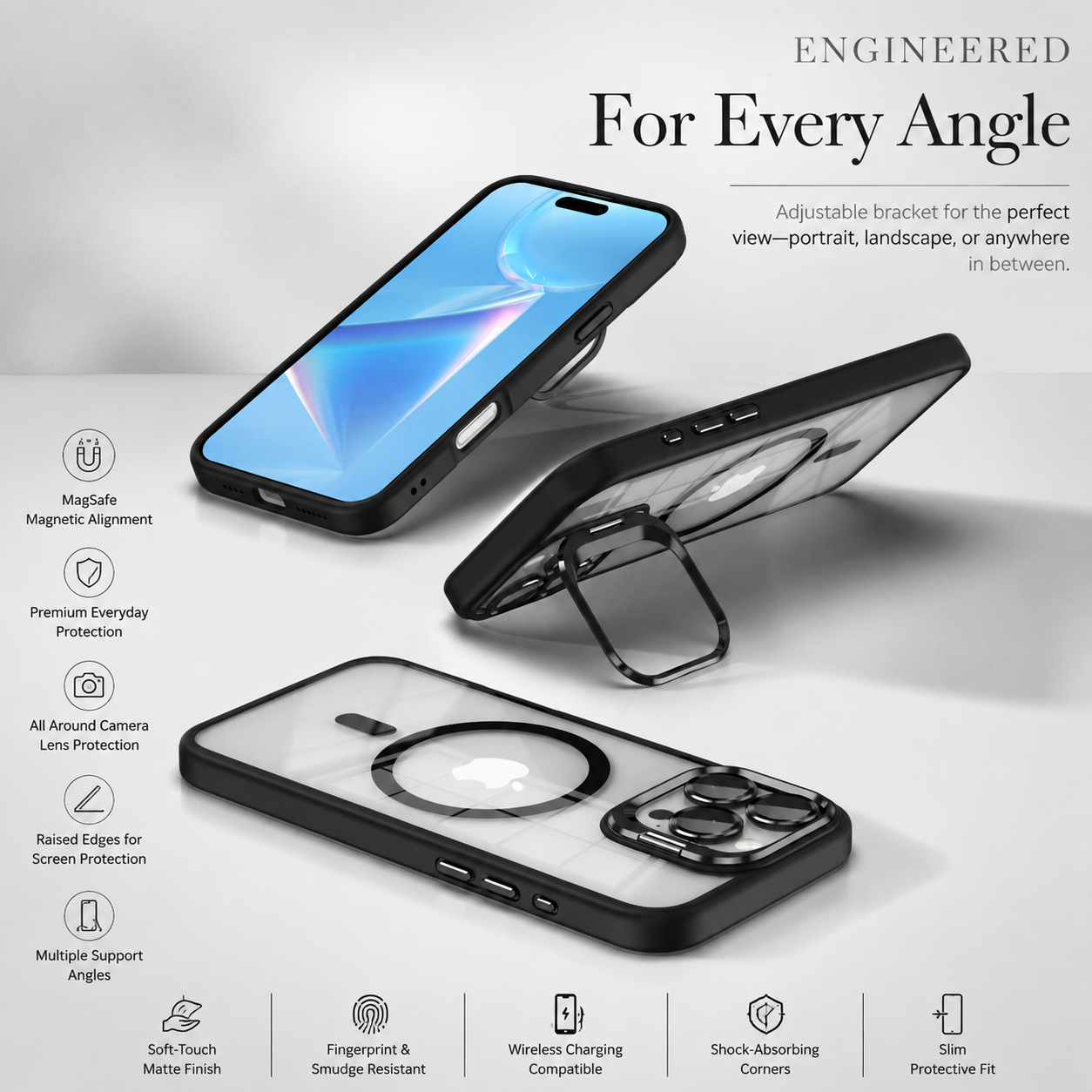 Premium Luxury iPhone Case MagSafe Compatible Shockproof Bumper Cover Full Body Protection Camera Lens Guard Slim Durable Design Finish