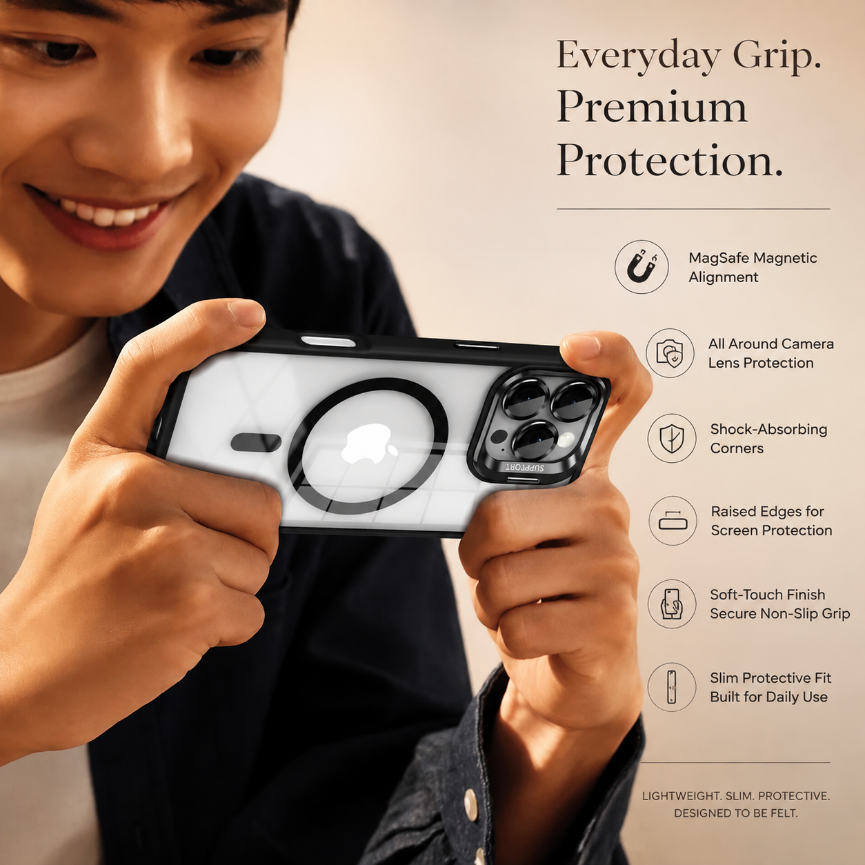 Premium Luxury iPhone Case MagSafe Compatible Shockproof Bumper Cover Full Body Protection Camera Lens Guard Slim Durable Design Finish