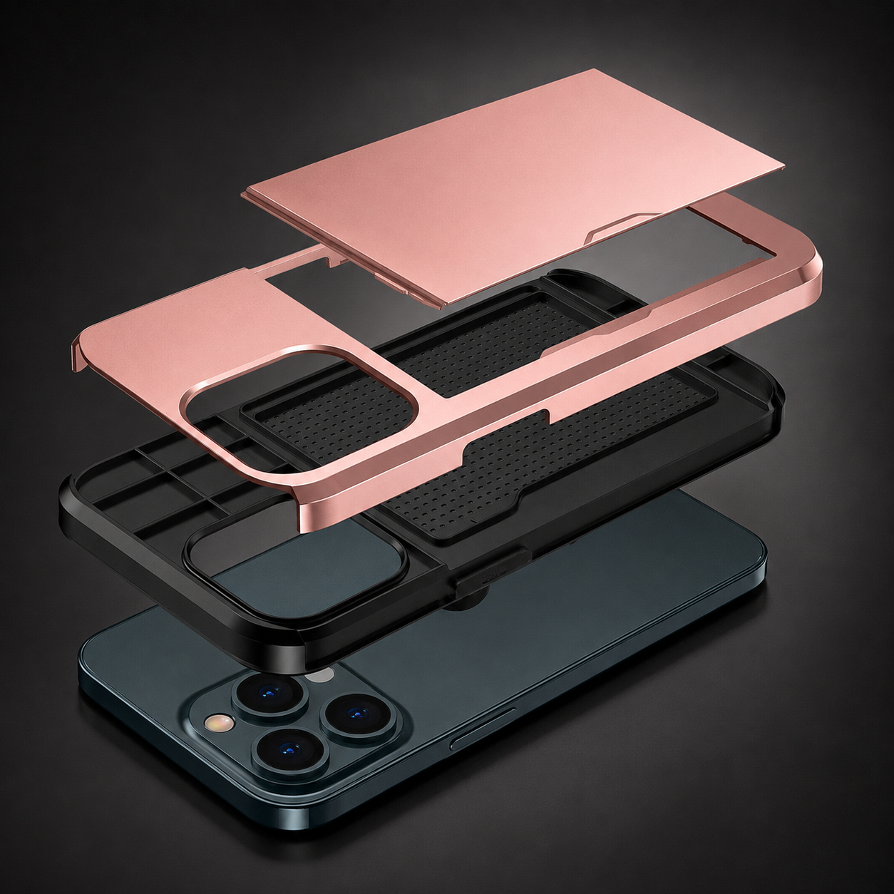 Premium Luxury iPhone Case MagSafe Compatible Slider Wallet Cover Card Holder Dual Layer PC TPU Shockproof Camera Protection Slim Design Finish