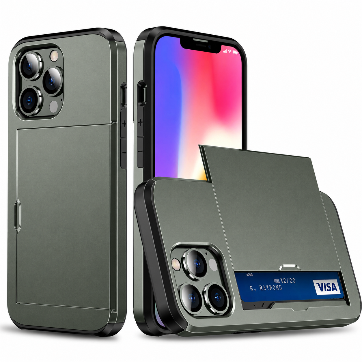 Premium Luxury iPhone Case MagSafe Compatible Slider Wallet Cover Card Holder Dual Layer PC TPU Shockproof Camera Protection Slim Design Finish