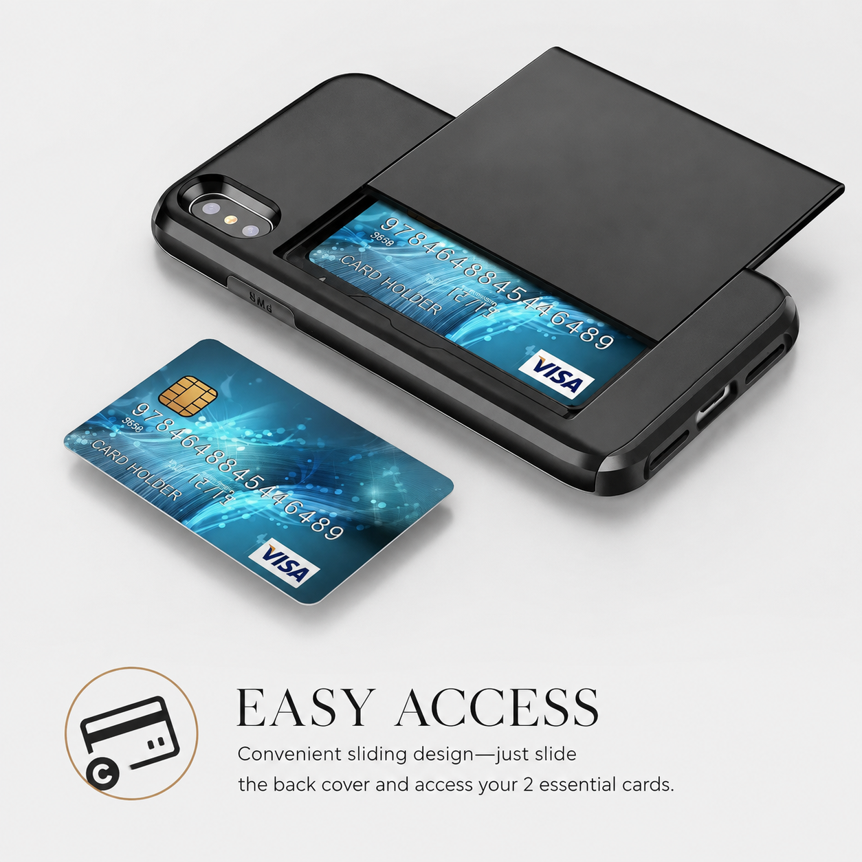 Premium Luxury iPhone Case MagSafe Compatible Slider Wallet Cover Card Holder Dual Layer PC TPU Shockproof Camera Protection Slim Design Finish