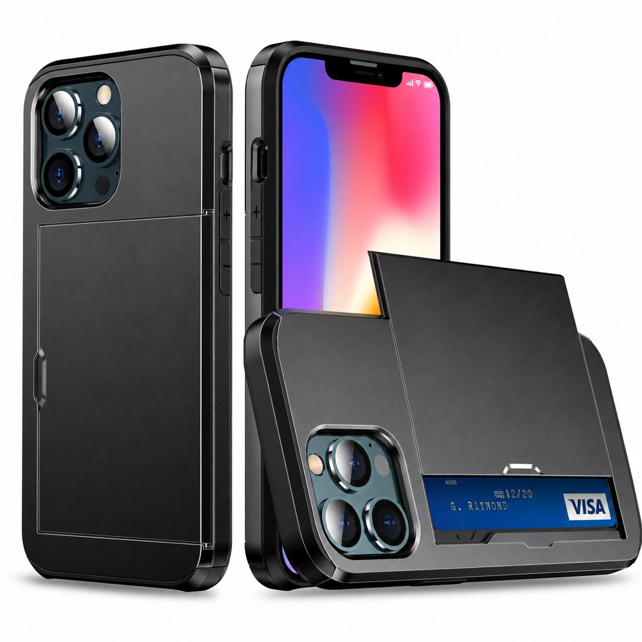 Premium Luxury iPhone Case MagSafe Compatible Slider Wallet Cover Card Holder Dual Layer PC TPU Shockproof Camera Protection Slim Design Finish
