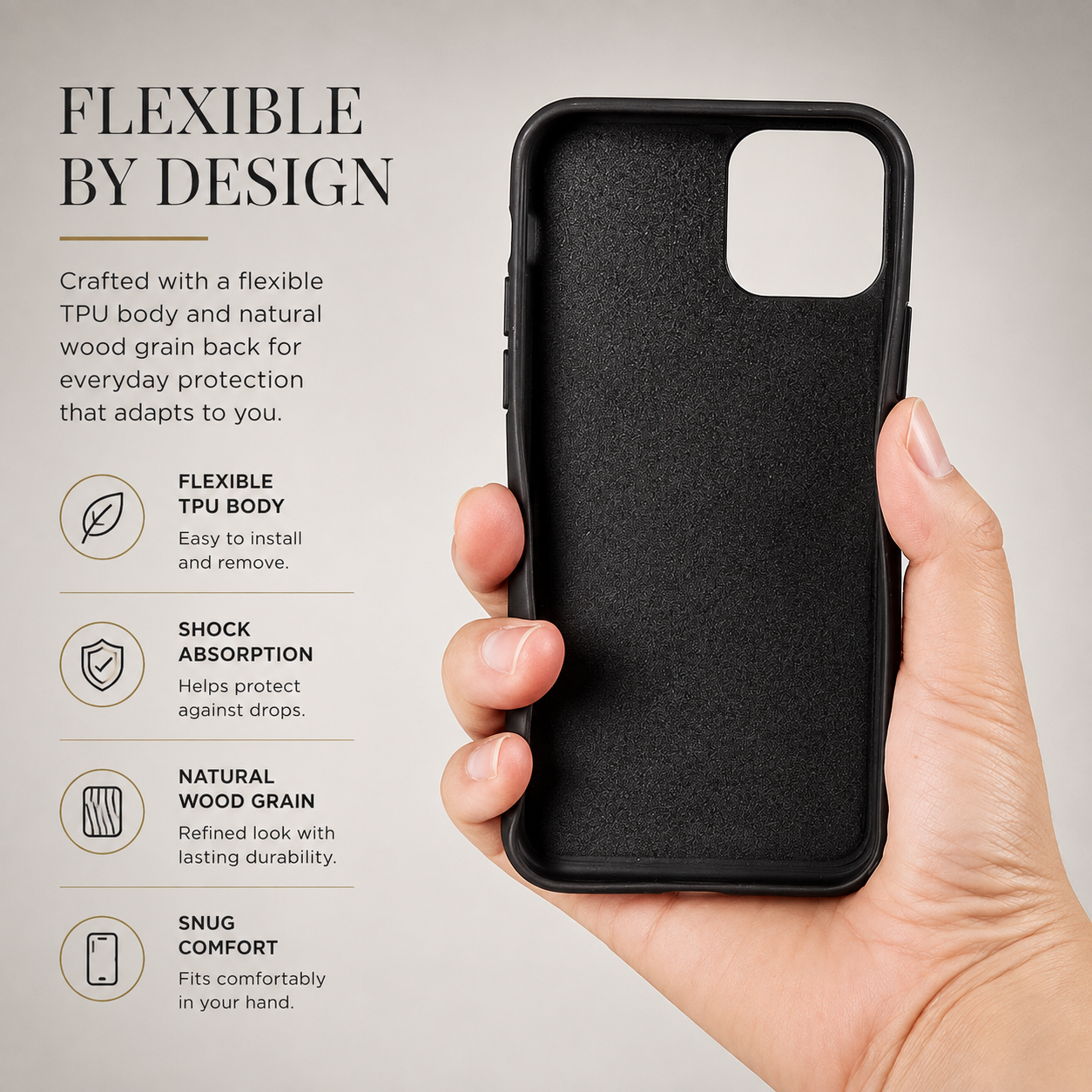 Premium Luxury iPhone Case MagSafe Compatible Solid Bamboo Wood Cover Hard Back Shockproof Camera Protection Slim Natural Design Finish