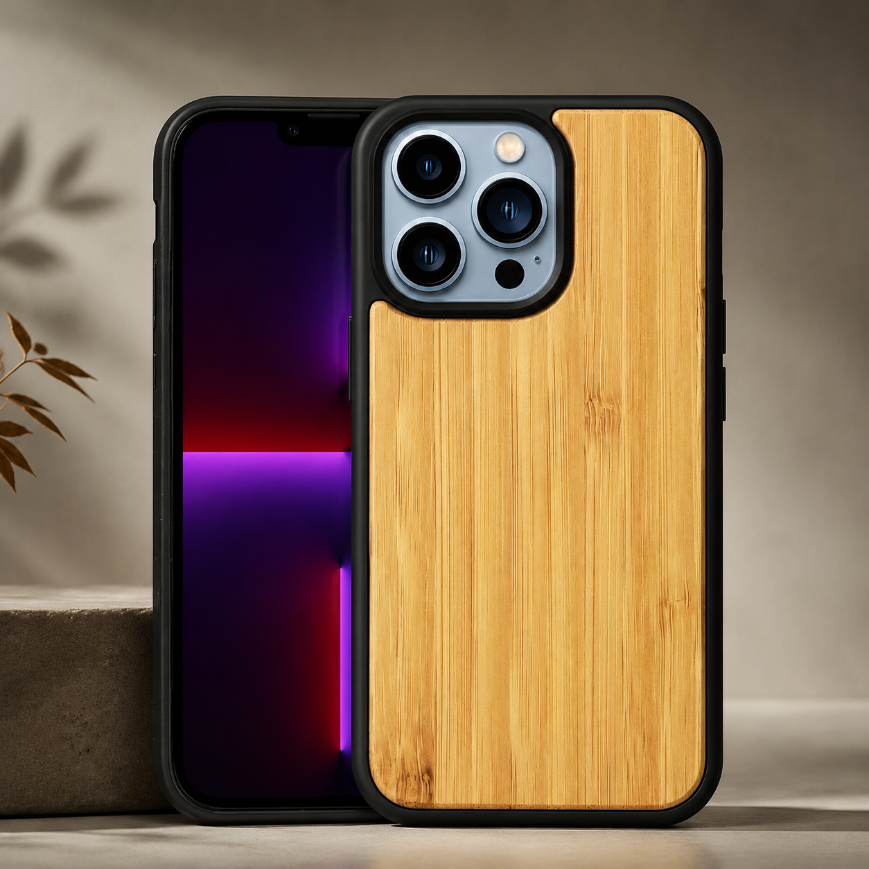 Premium Luxury iPhone Case MagSafe Compatible Solid Bamboo Wood Cover Hard Back Shockproof Camera Protection Slim Natural Design Finish