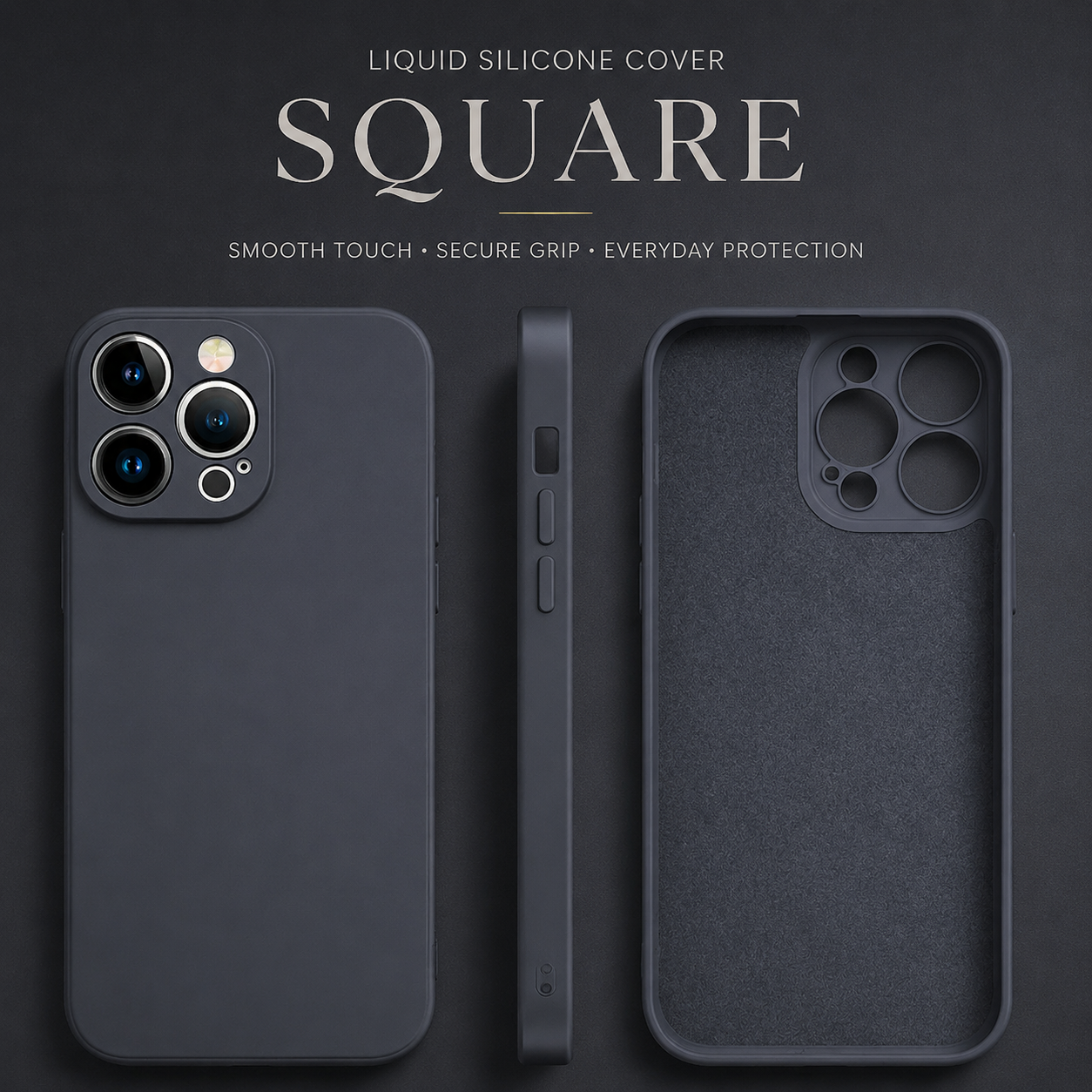 Premium Luxury iPhone Case MagSafe Compatible Square Liquid Silicone Cover Shockproof Camera Lens Protection Slim Protective Durable Design Finish