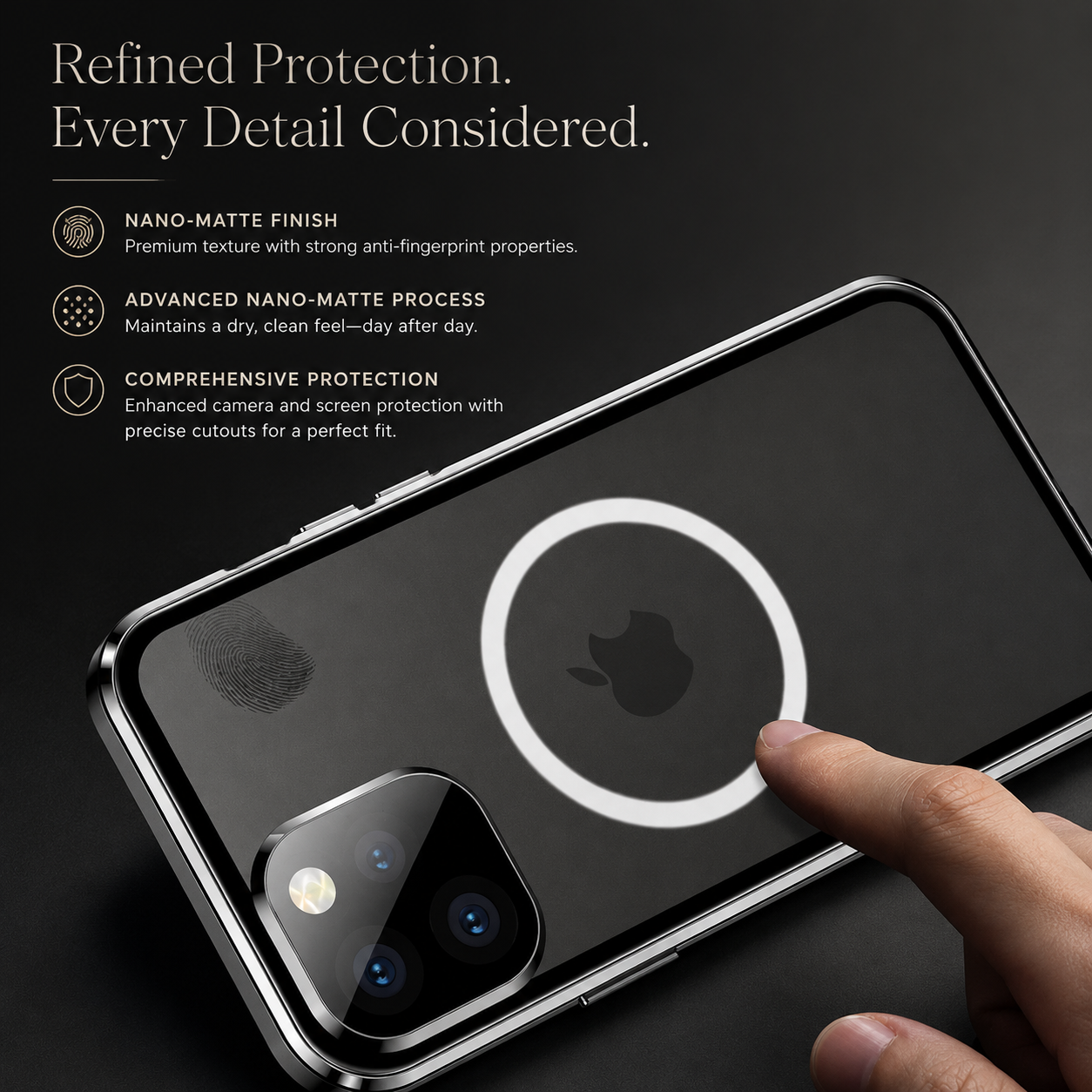 Premium Luxury iPhone Case MagSafe Compatible Transparent Aluminum Frame Tempered Glass Full Body Cover Shockproof Camera Protection Durable Design