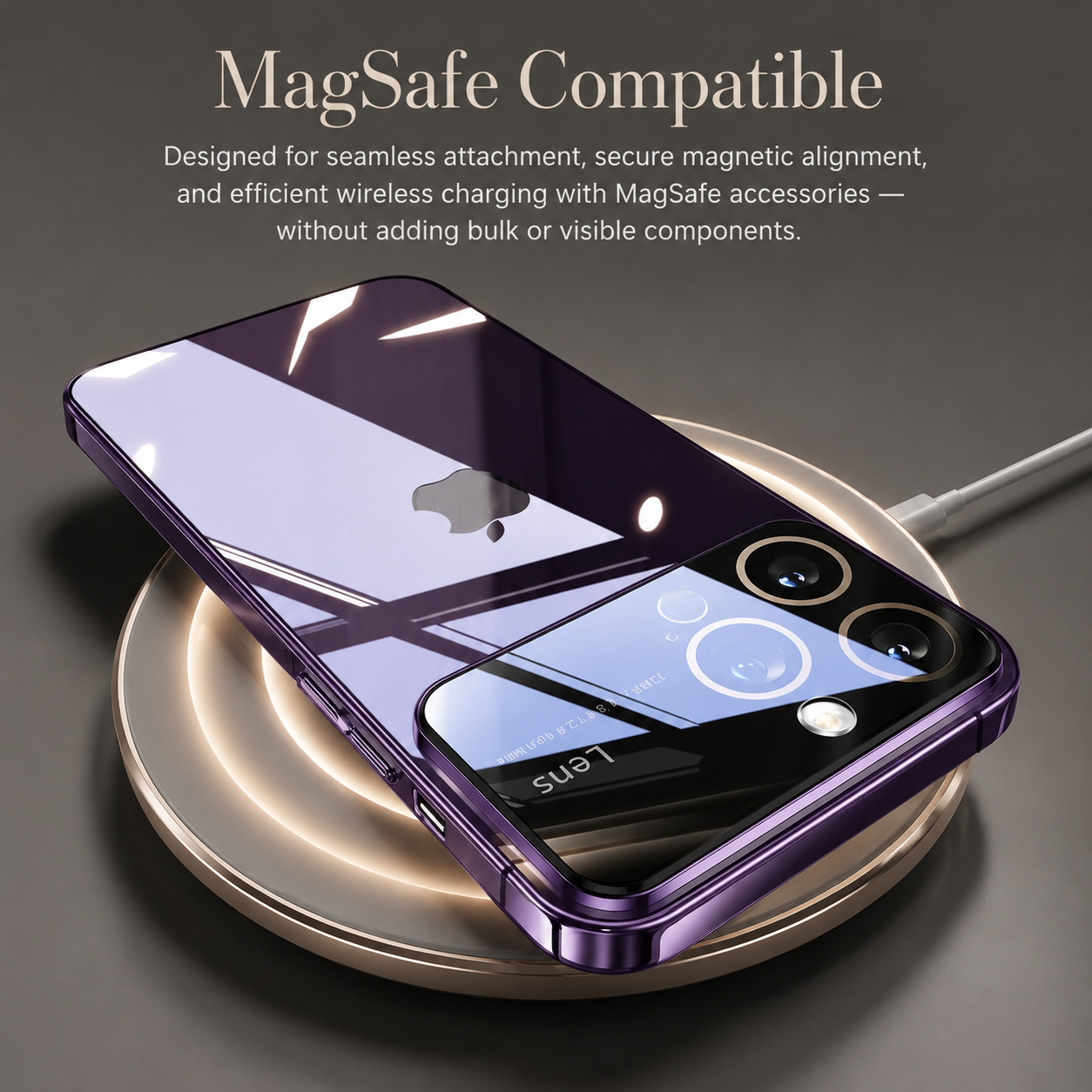 Premium Luxury iPhone Case MagSafe Compatible Transparent Clear Hard PC Back Silicone Bumper Shockproof Camera Lens Protection Ultra Thin Design Finish