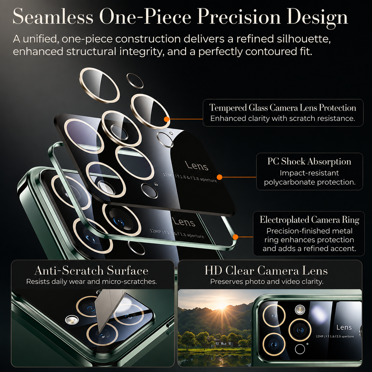 Premium Luxury iPhone Case MagSafe Compatible Transparent Clear Hard PC Back Silicone Bumper Shockproof Camera Lens Protection Ultra Thin Design Finish