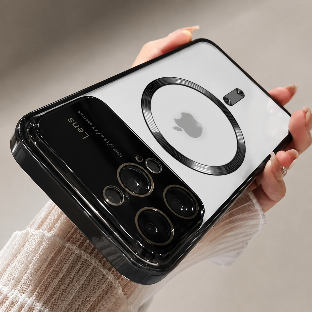 Premium Luxury iPhone Case MagSafe Compatible Transparent Tempered Glass Cover Silicone Bumper Shockproof Camera Lens Protection Ultra Thin Durable Design Finish