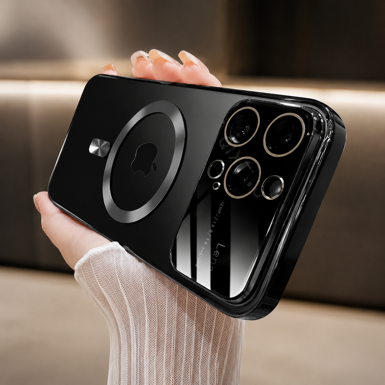 Premium Luxury iPhone Case MagSafe Compatible Transparent Tempered Glass Cover Silicone Bumper Shockproof Camera Lens Protection Ultra Thin Durable Design Finish