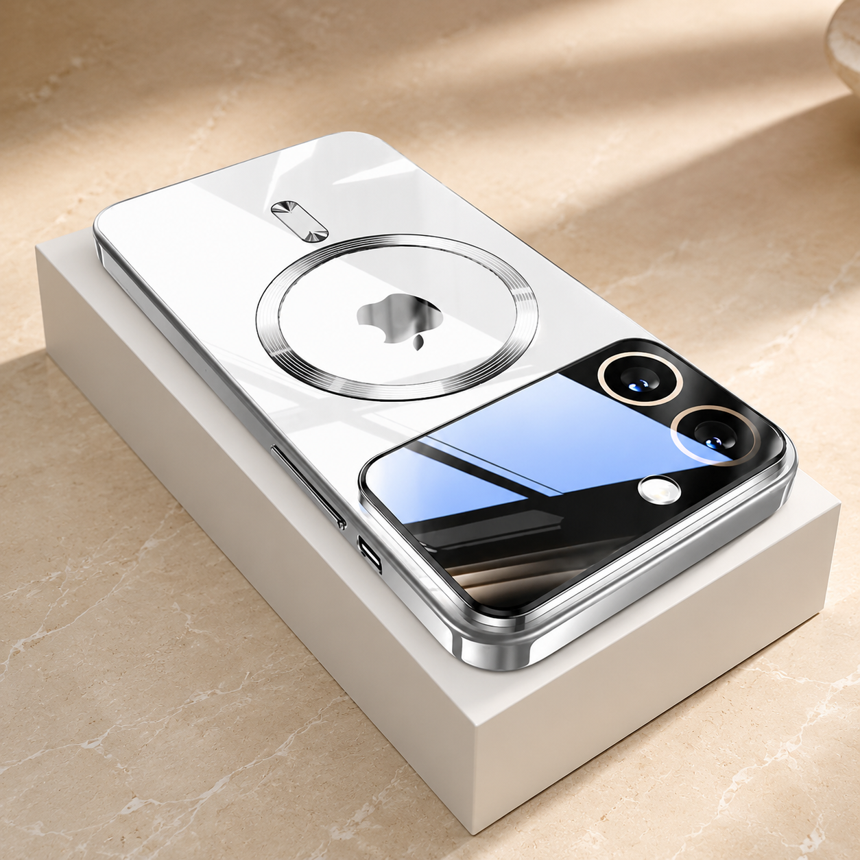 Premium Luxury iPhone Case MagSafe Compatible Transparent Tempered Glass Cover Silicone Bumper Shockproof Camera Lens Protection Ultra Thin Durable Design Finish