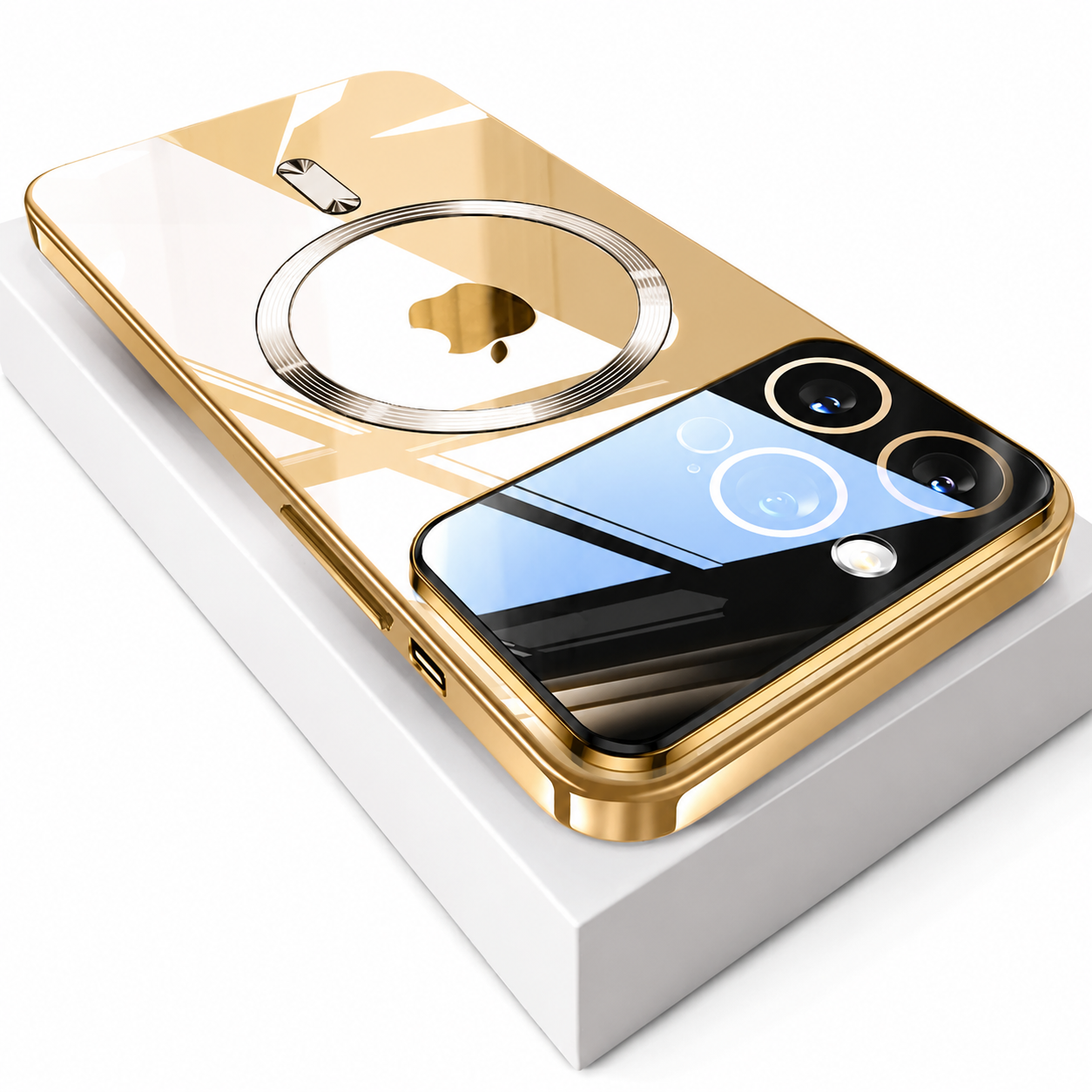 Premium Luxury iPhone Case MagSafe Compatible Transparent Tempered Glass Cover Silicone Bumper Shockproof Camera Lens Protection Ultra Thin Durable Design Finish