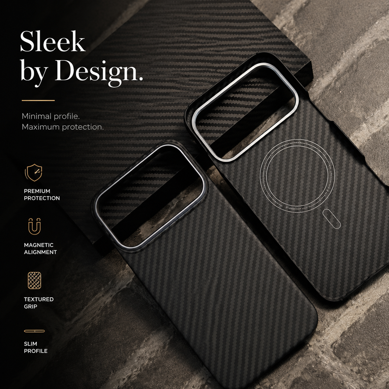 Premium Luxury iPhone Case MagSafe Compatible Ultra Thin Aramid Carbon Fiber Cover Kevlar Grade Shock Resistant Washable Protective Durable Design