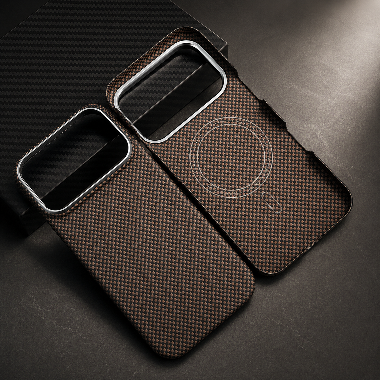 Premium Luxury iPhone Case MagSafe Compatible Ultra Thin Aramid Carbon Fiber Cover Kevlar Grade Shock Resistant Washable Protective Durable Design