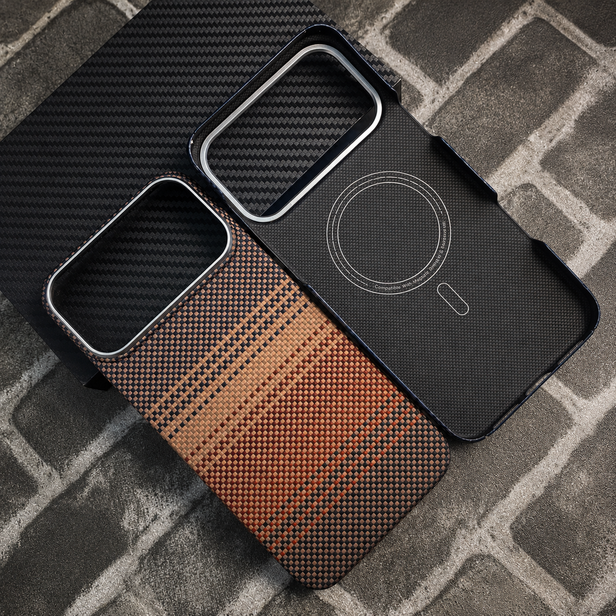 Premium Luxury iPhone Case MagSafe Compatible Ultra Thin Aramid Carbon Fiber Cover Kevlar Grade Shock Resistant Washable Protective Durable Design