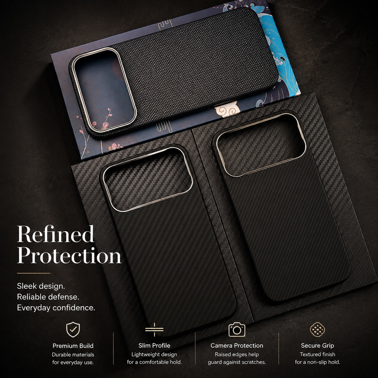 Premium Luxury iPhone Case MagSafe Compatible Ultra Thin Aramid Carbon Fiber Cover Kevlar Grade Shock Resistant Washable Protective Durable Design