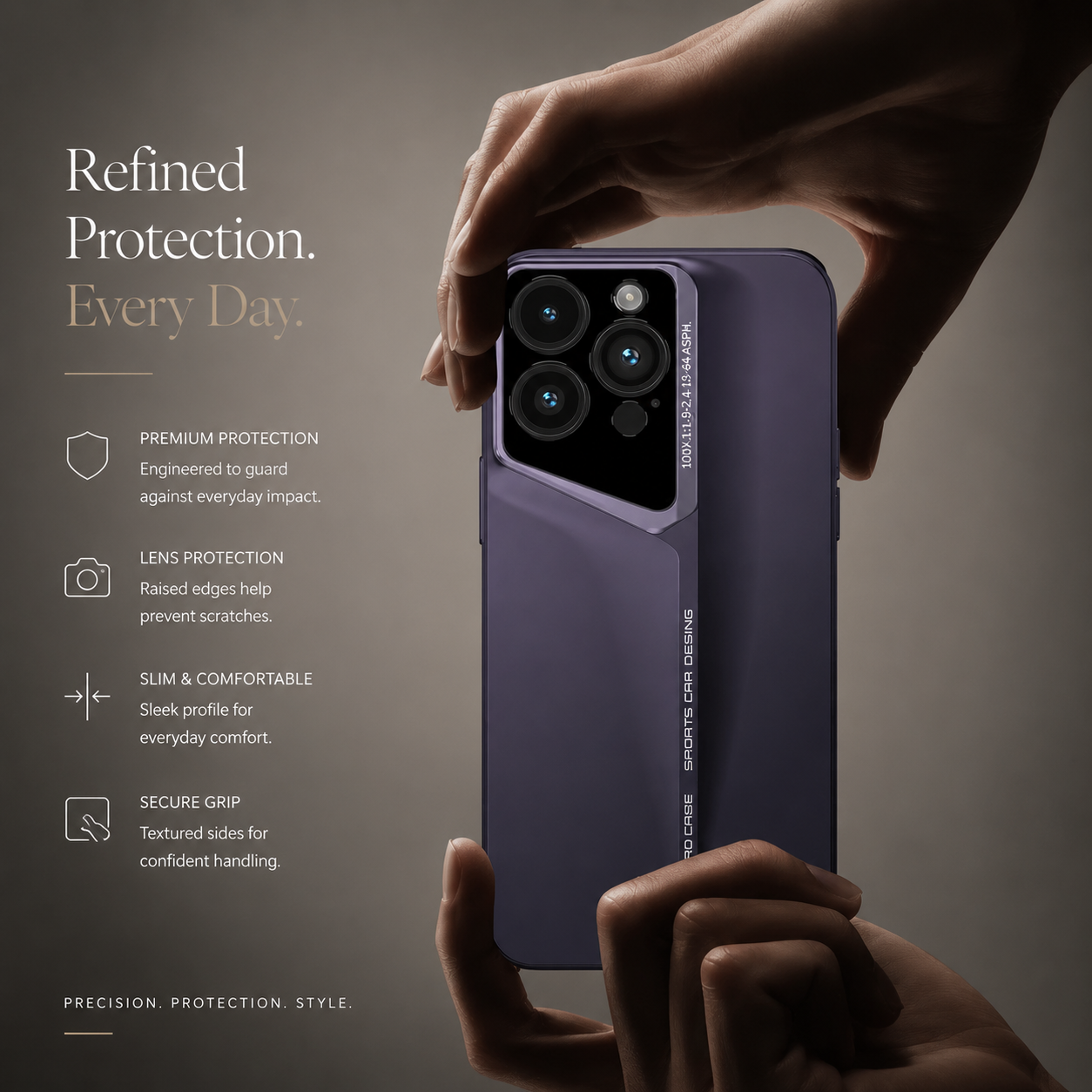 Premium Luxury iPhone Case MagSafe Compatible Ultra Thin Matte Blade Texture Hard PC Cover Frosted Lens Protection Shockproof Lightweight Protective Design