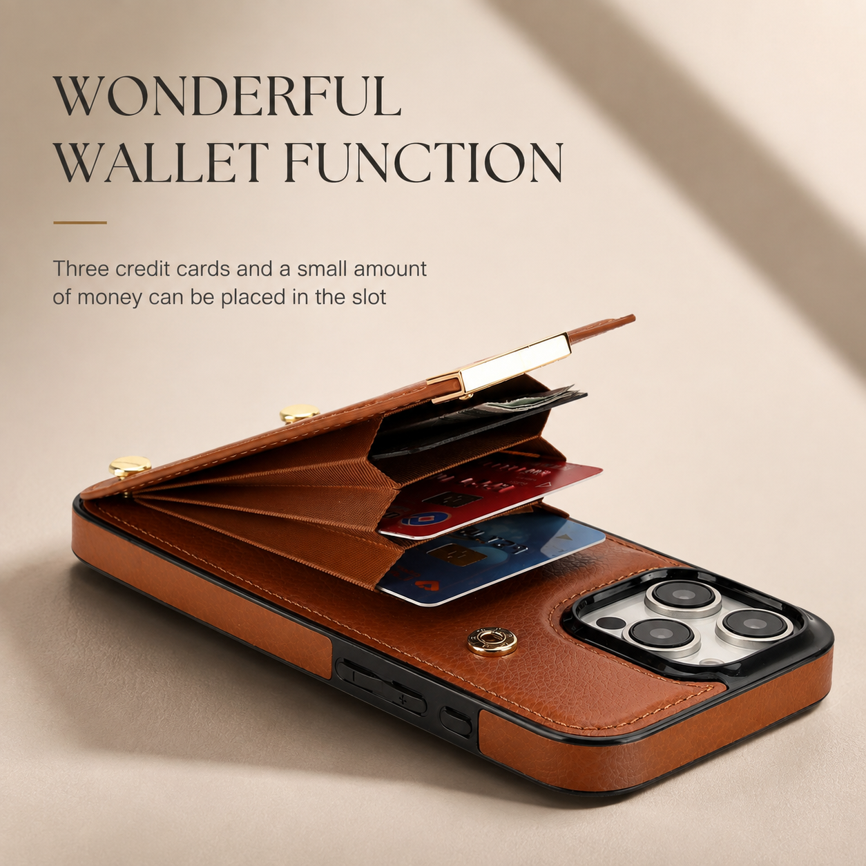 Premium Luxury iPhone Case PU Leather Wallet Flip Cover Card Holder Secure Pocket Magnetic Closure Shockproof Full Body Protection Slim Design Finish