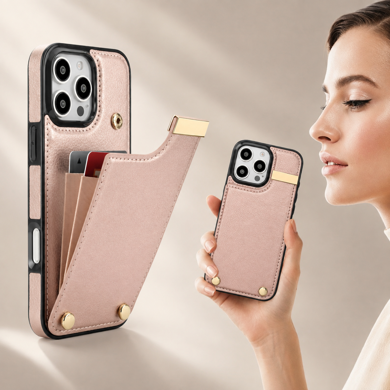 Premium Luxury iPhone Case PU Leather Wallet Flip Cover Card Holder Secure Pocket Magnetic Closure Shockproof Full Body Protection Slim Design Finish