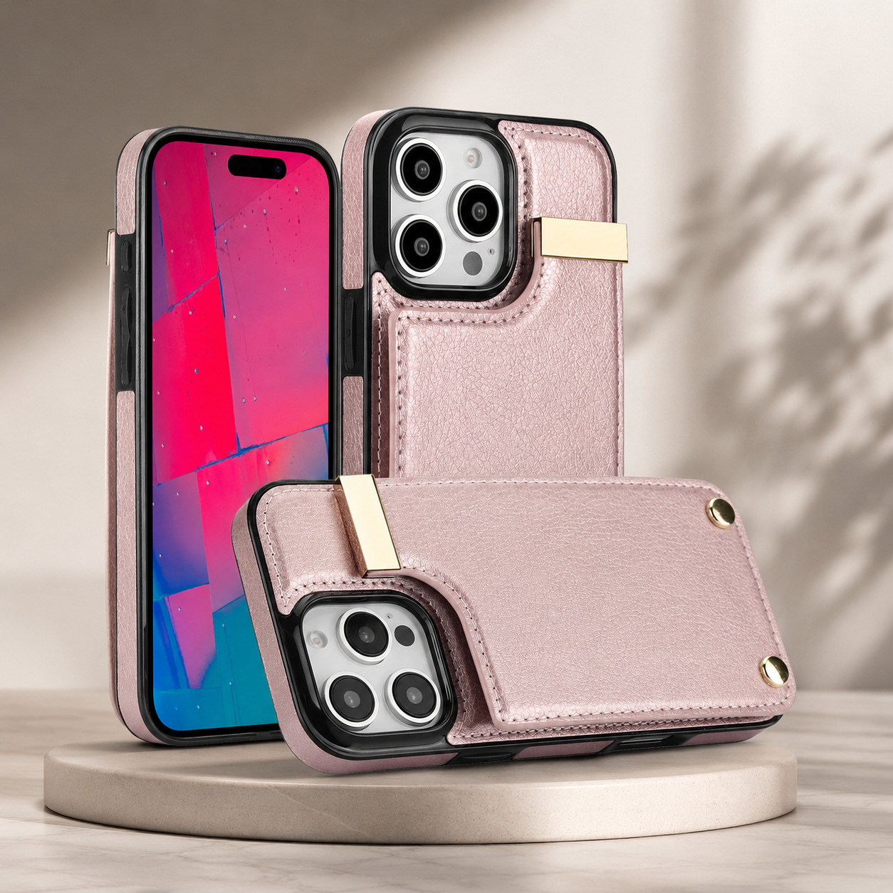Premium Luxury iPhone Case PU Leather Wallet Flip Cover Card Holder Secure Pocket Magnetic Closure Shockproof Full Body Protection Slim Design Finish