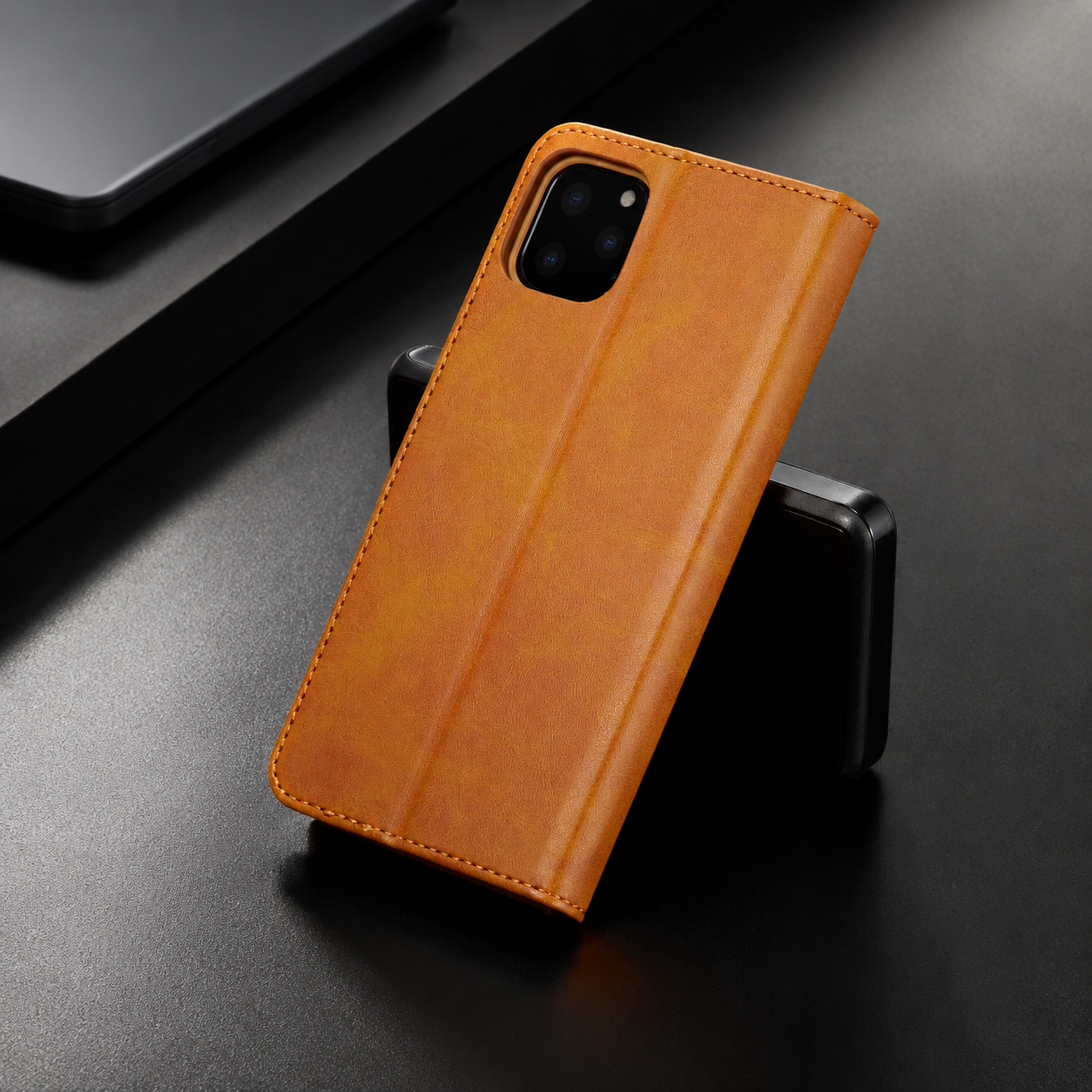 Premium Luxury iPhone Case PU Leather Wallet Flip Cover Card Slot Magnetic Closure Shockproof Full Body Protection Slim Elegant Design Finish