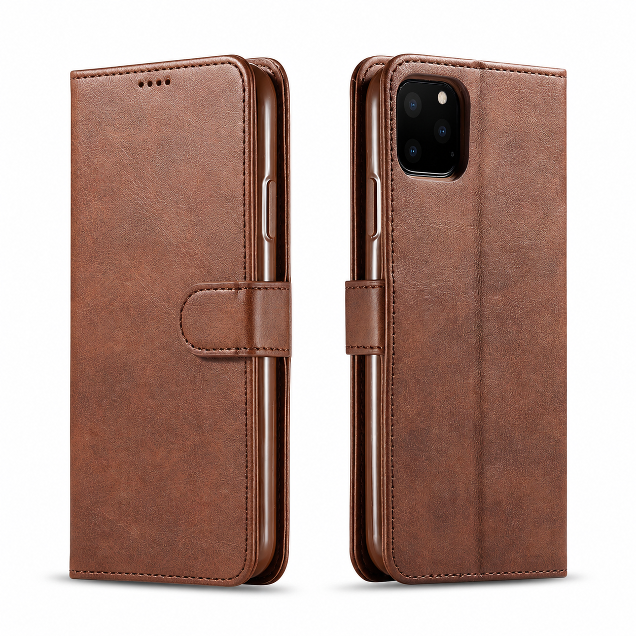 Premium Luxury iPhone Case PU Leather Wallet Flip Cover Card Slot Magnetic Closure Shockproof Full Body Protection Slim Elegant Design Finish