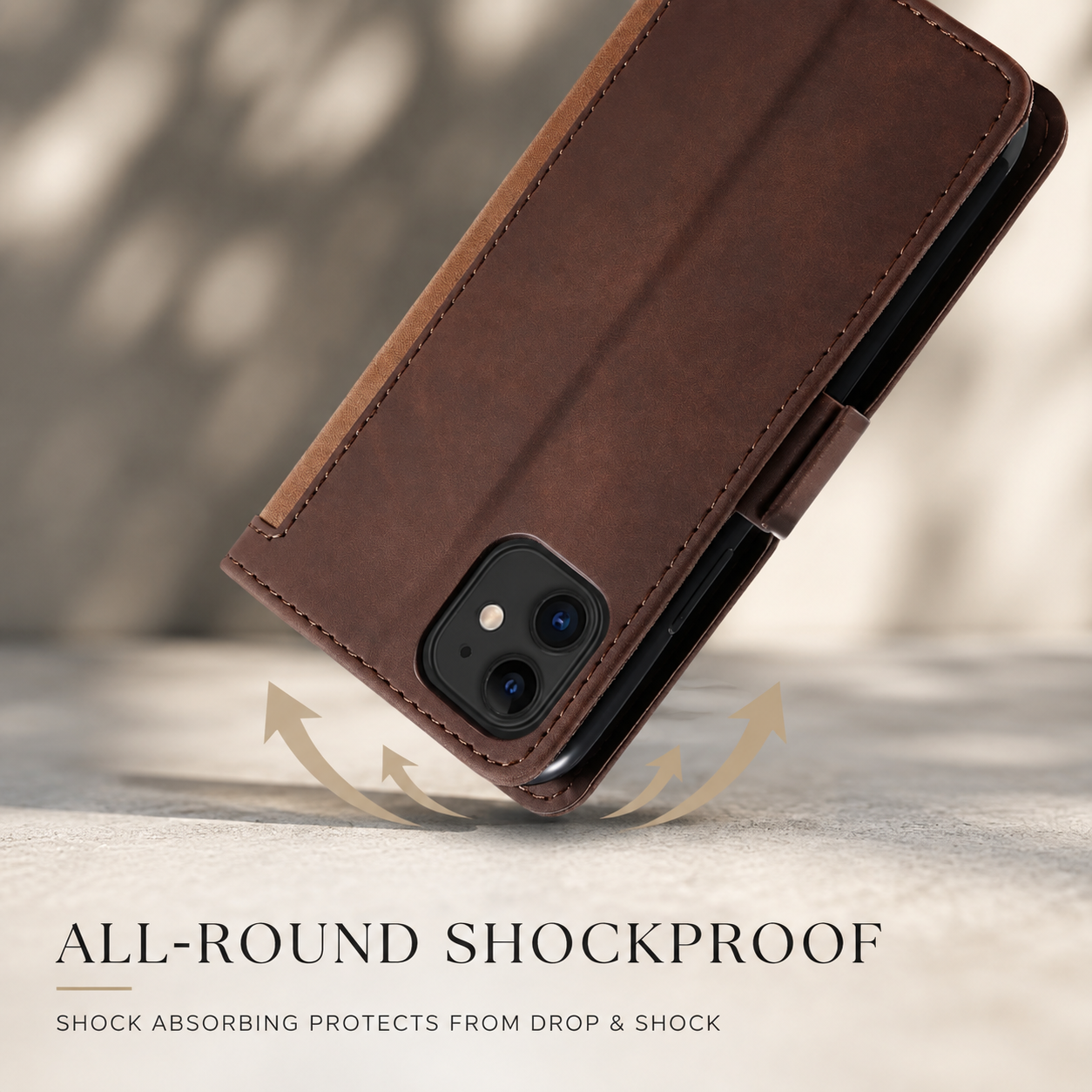 Premium Luxury iPhone Case PU Leather Wallet Flip Cover Card Slots Magnetic Closure Kickstand Shockproof Full Body Protection Slim Elegant Design Finish