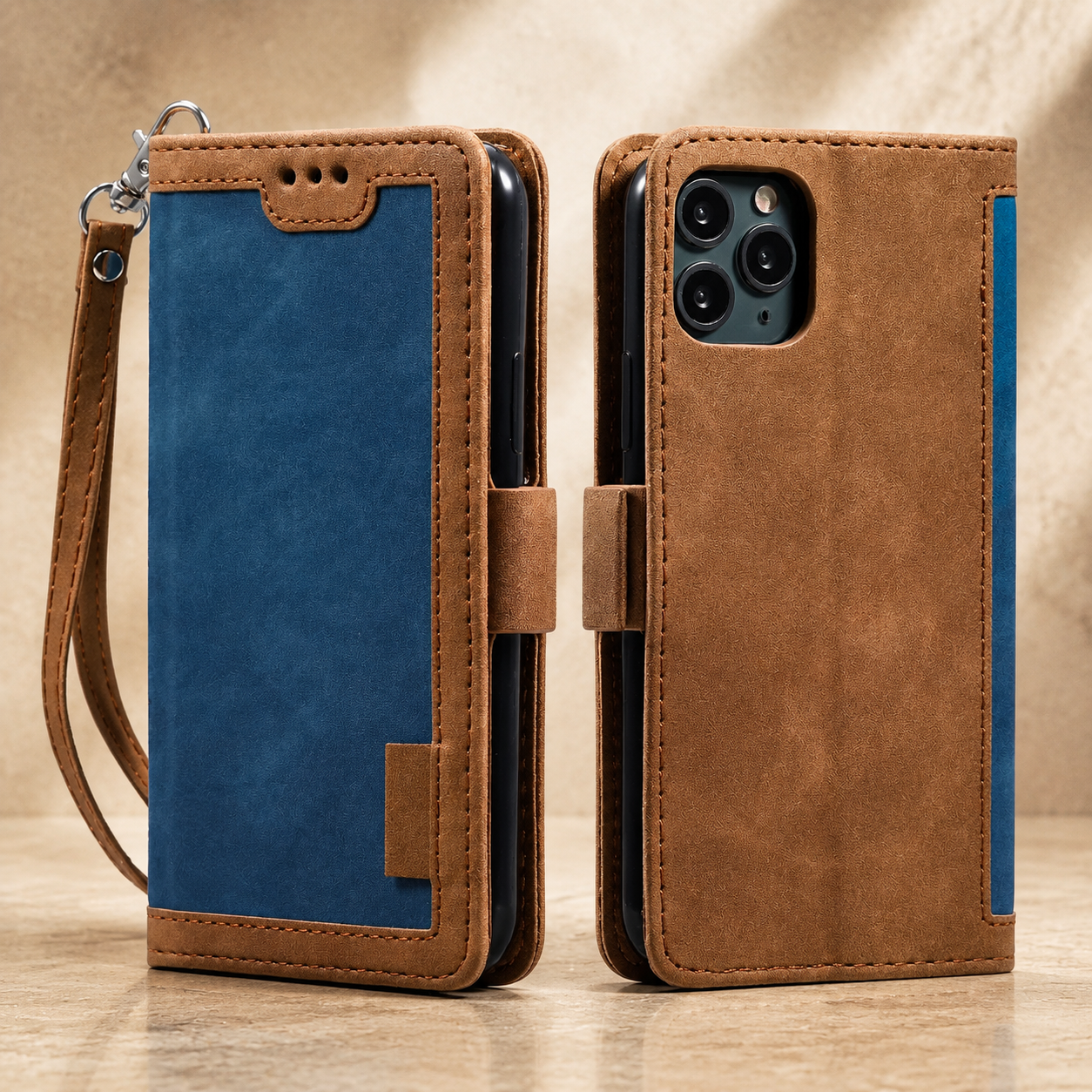 Premium Luxury iPhone Case PU Leather Wallet Flip Cover Card Slots Magnetic Closure Kickstand Shockproof Full Body Protection Slim Elegant Design Finish