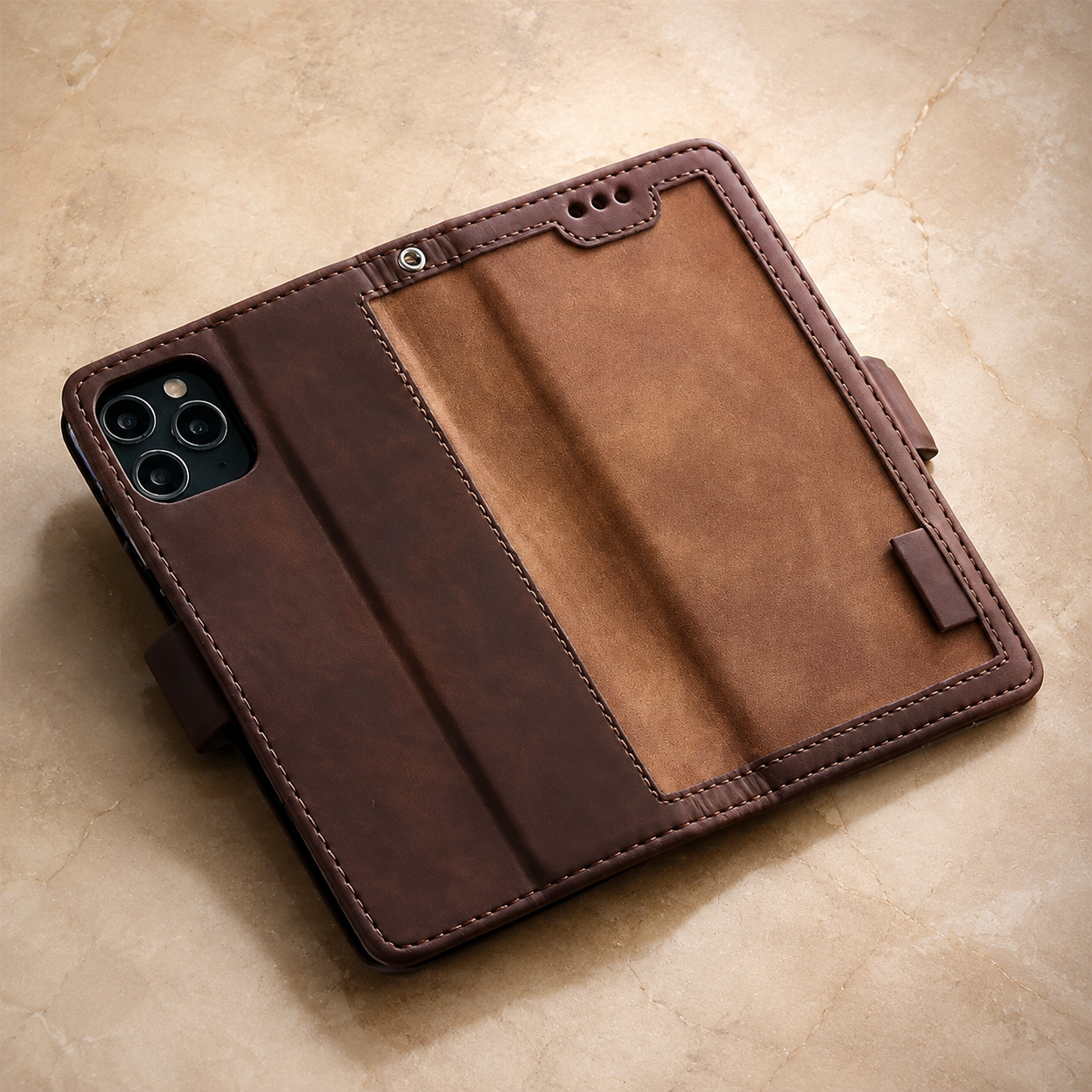 Premium Luxury iPhone Case PU Leather Wallet Flip Cover Card Slots Magnetic Closure Kickstand Shockproof Full Body Protection Slim Elegant Design Finish
