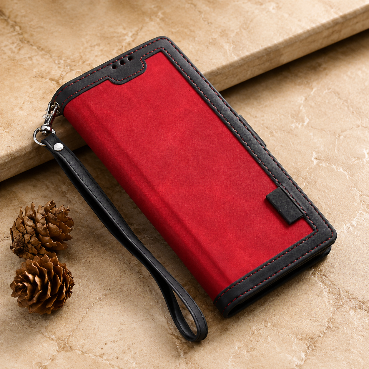Premium Luxury iPhone Case PU Leather Wallet Flip Cover Card Slots Magnetic Closure Kickstand Shockproof Full Body Protection Slim Elegant Design Finish