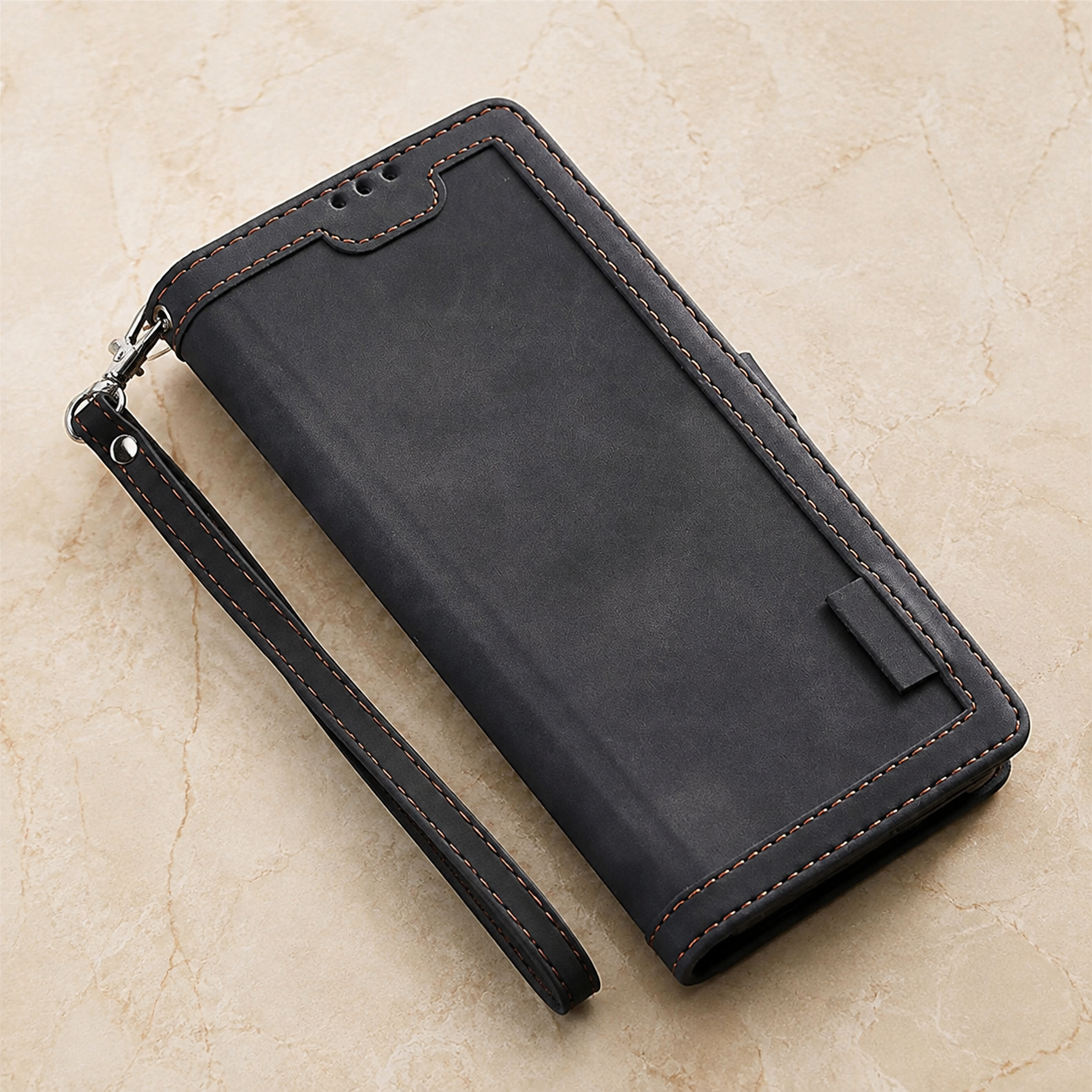Premium Luxury iPhone Case PU Leather Wallet Flip Cover Card Slots Magnetic Closure Kickstand Shockproof Full Body Protection Slim Elegant Design Finish