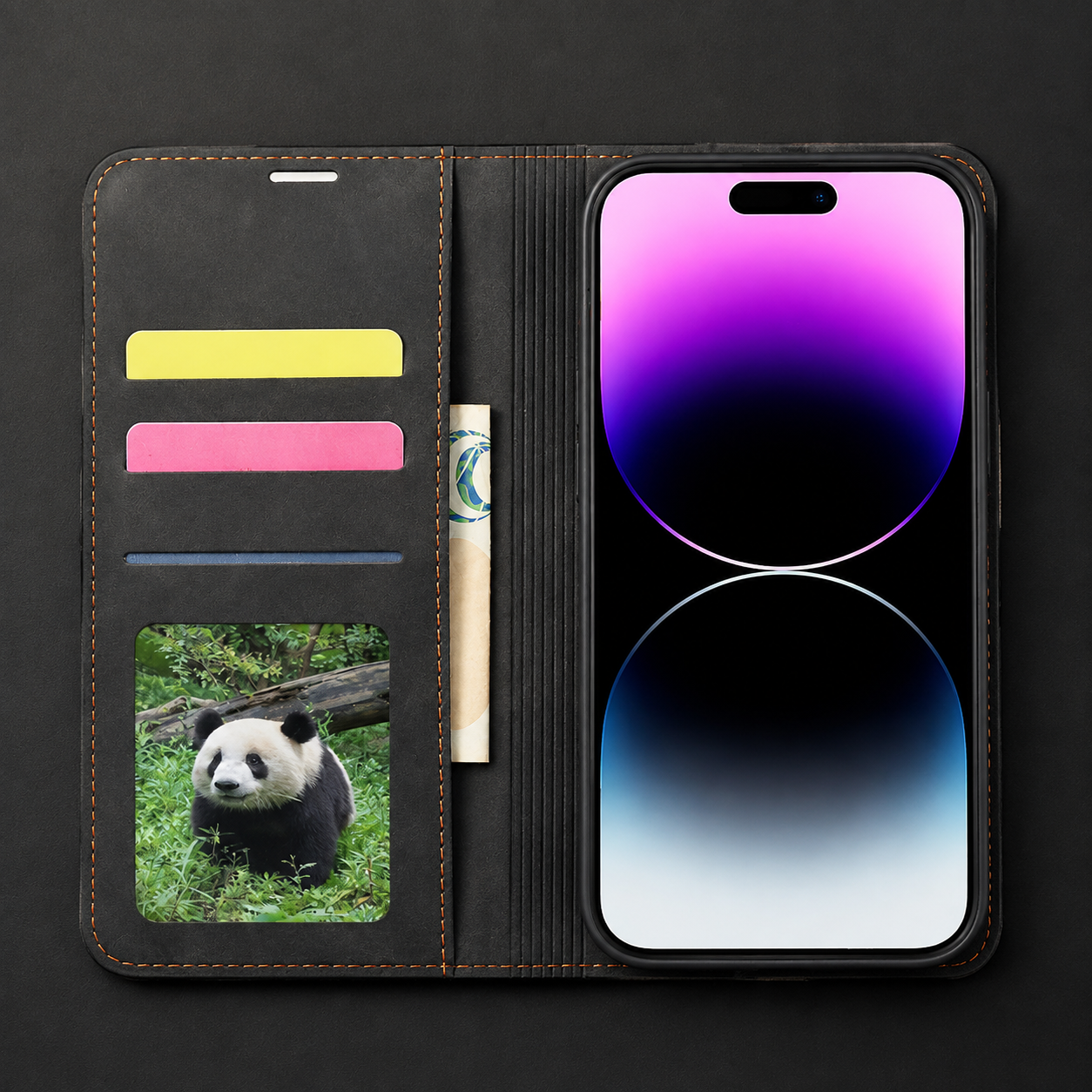 Premium Luxury iPhone Case Suede Leather Wallet Cover Card Holder Magnetic Closure Shockproof Full Body Protection Slim Protective Design Finish Style