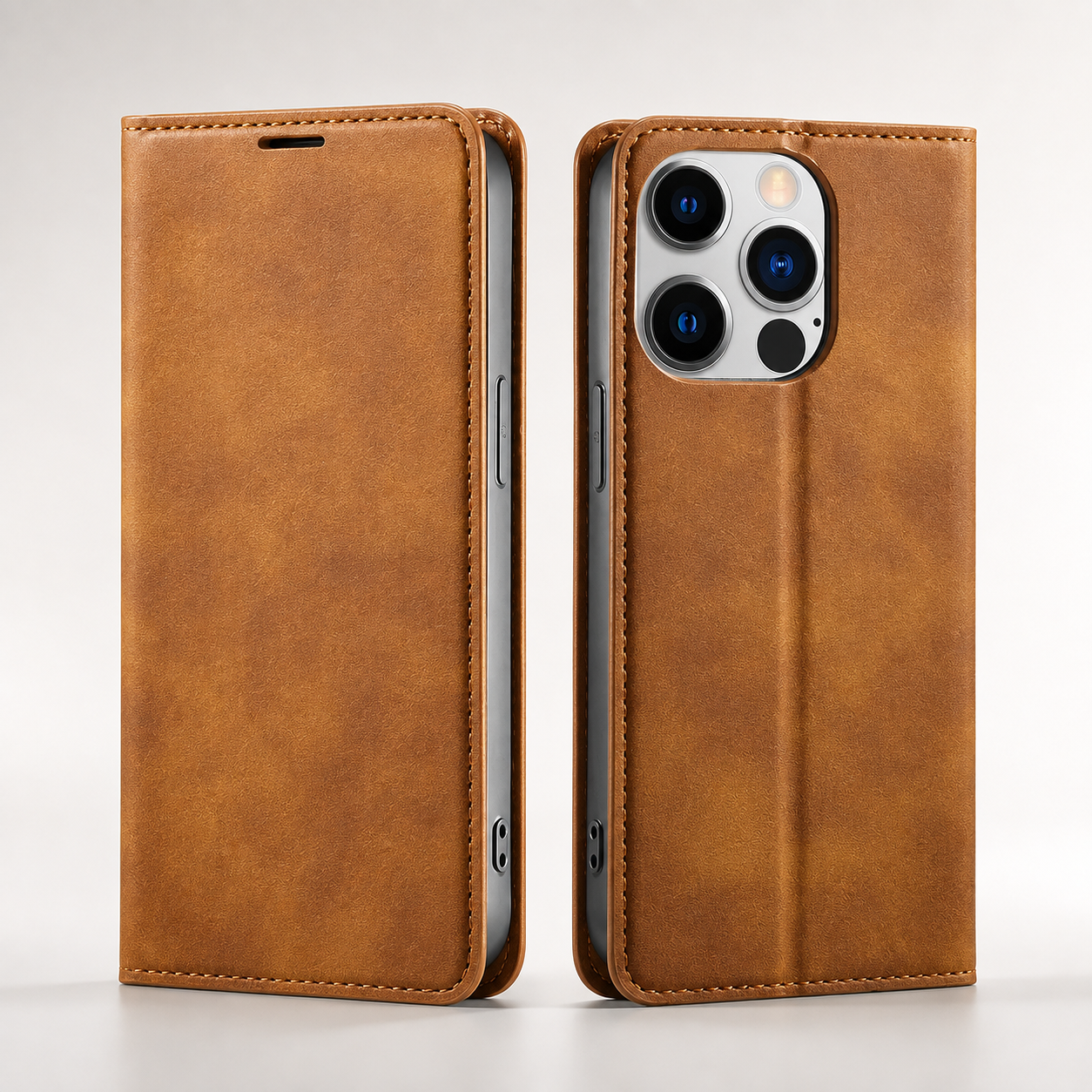 Premium Luxury iPhone Case Suede Leather Wallet Cover Card Holder Magnetic Closure Shockproof Full Body Protection Slim Protective Design Finish Style