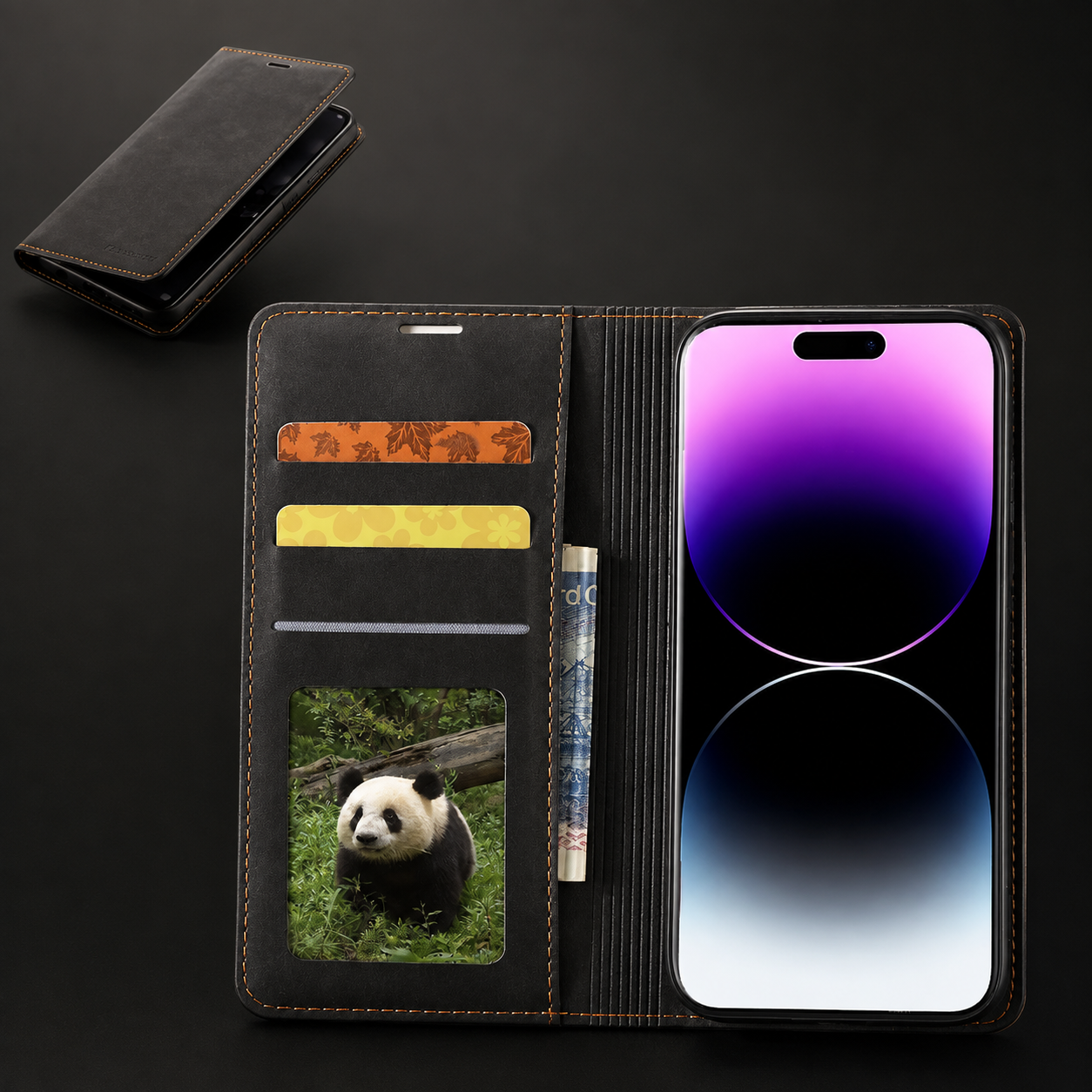 Premium Luxury iPhone Case Suede Leather Wallet Cover Card Holder Magnetic Closure Shockproof Full Body Protection Slim Protective Design Finish Style